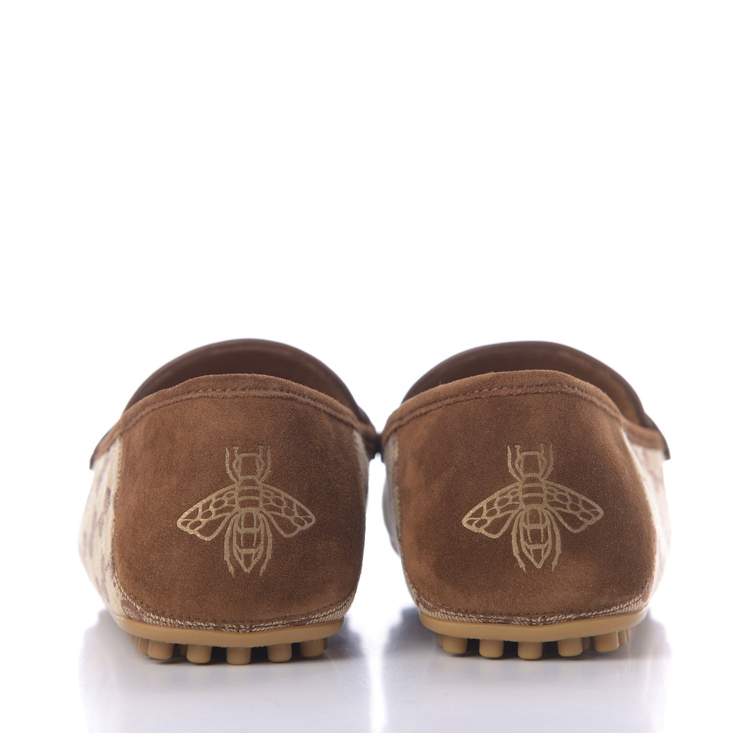 Gucci GG Monogram Suede Mens Driver Loafers 7 Beige Ruggine Cuir 5 of 12