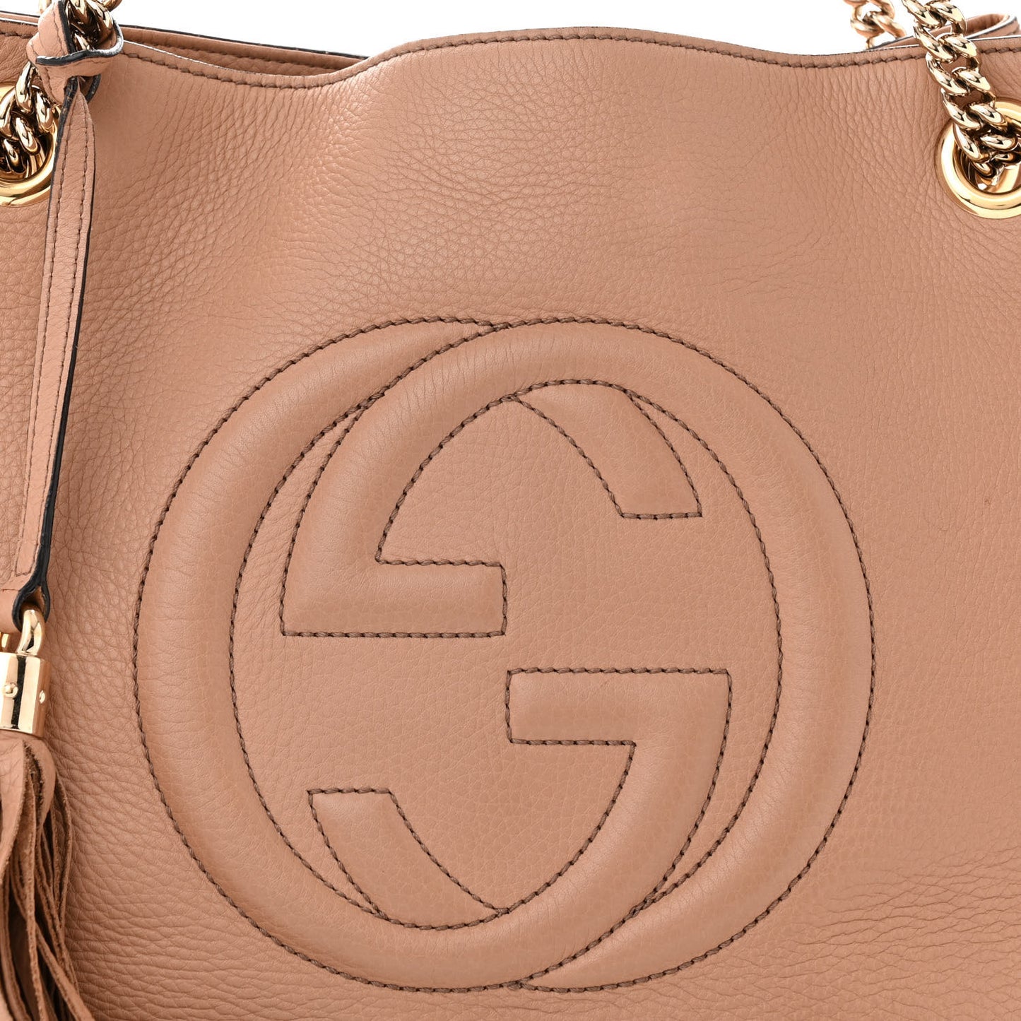 Pebbled Calfskin Medium Soho Chain Shoulder Bag Camelia