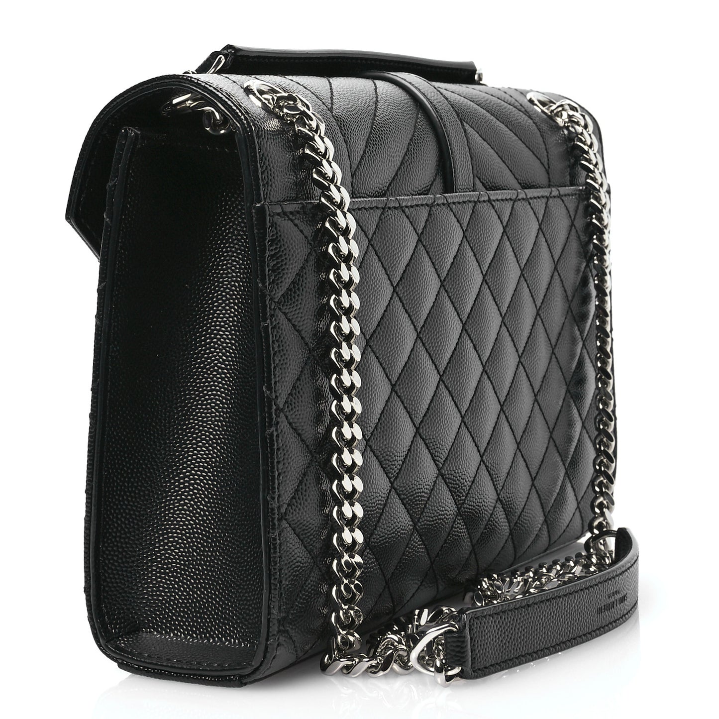 Grain De Poudre Textured Mixed Matelasse Triquilt Medium Monogram Satchel Black