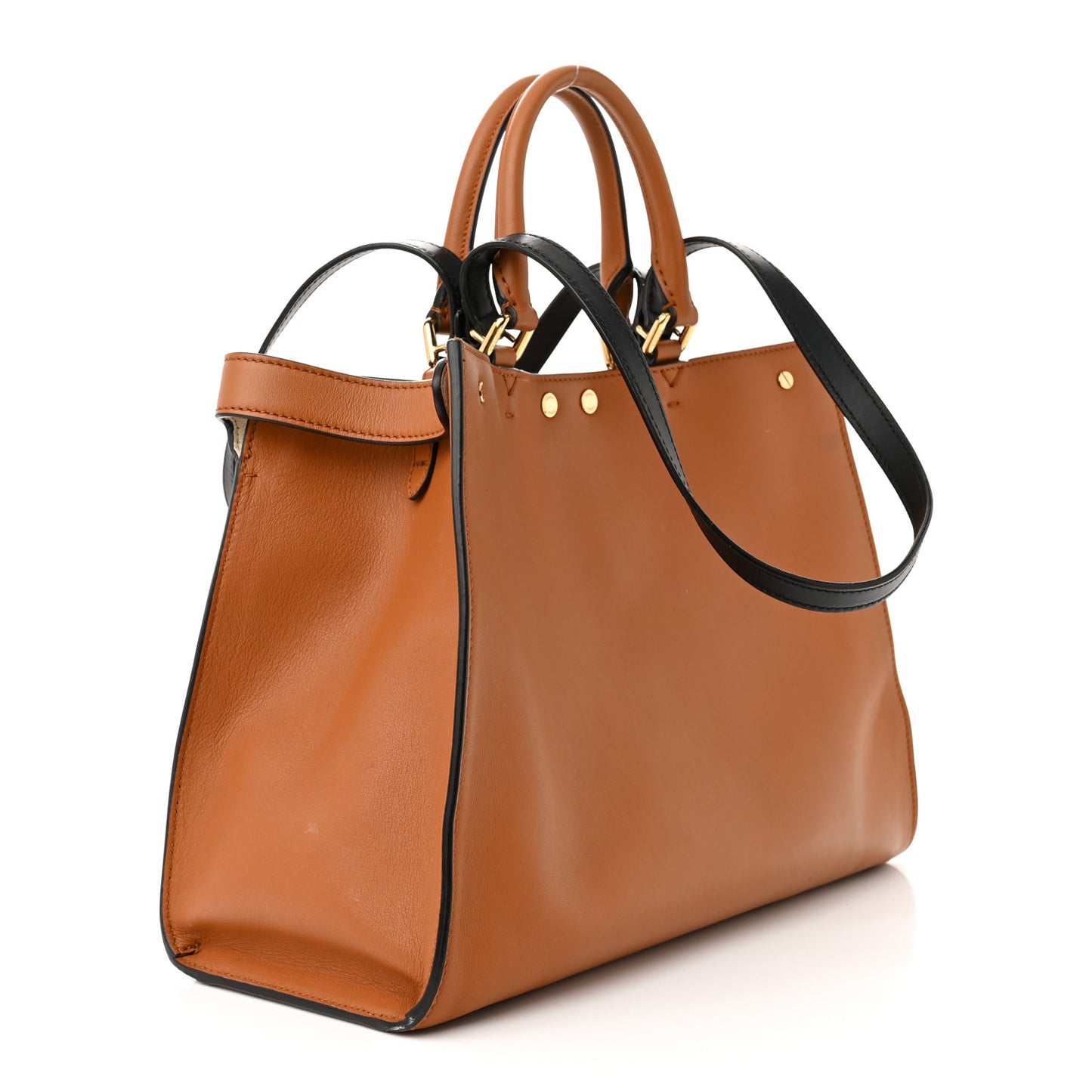 Vitello Seta Century Small Peekaboo X-Tote Brandy Black