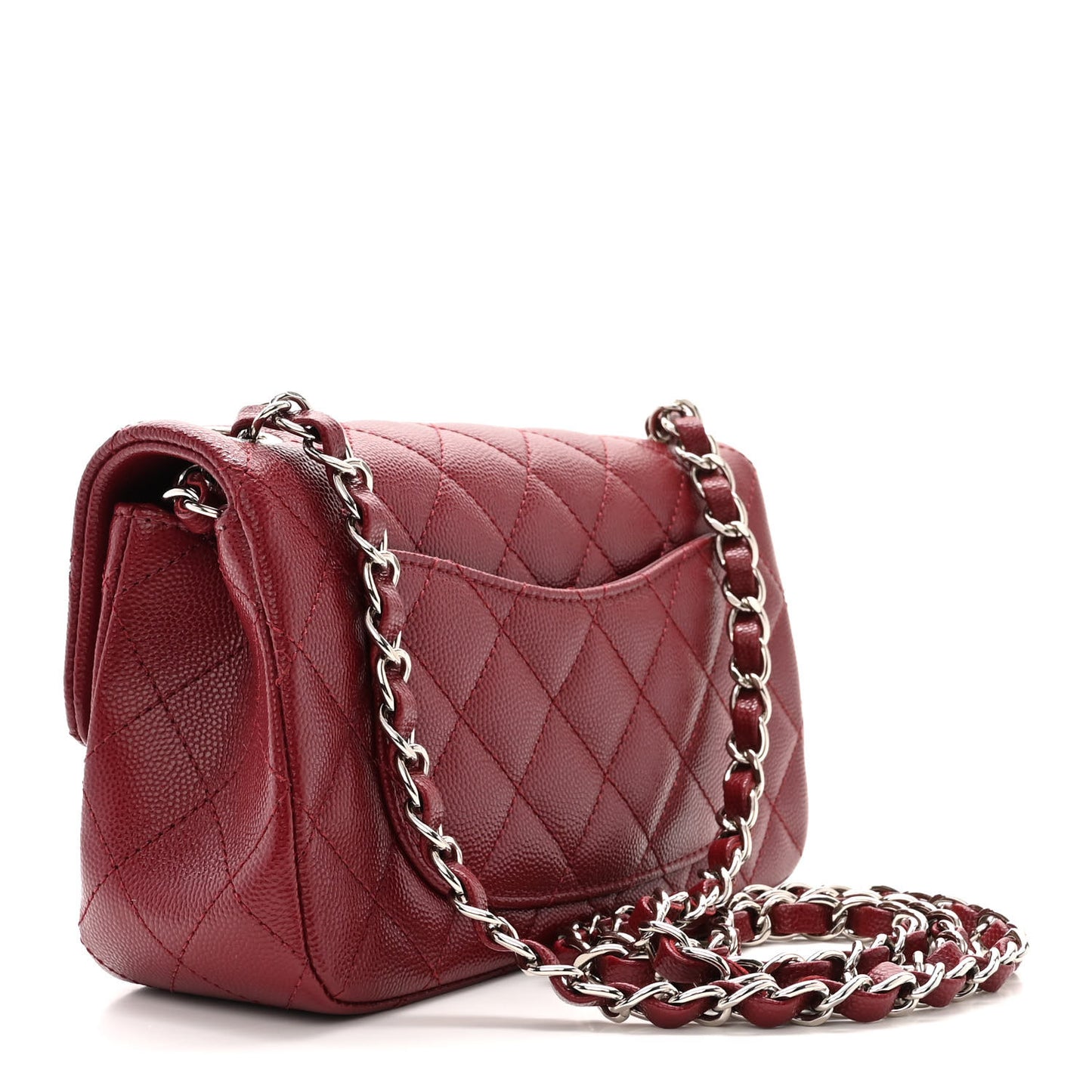 Caviar Quilted Mini Rectangular Flap Burgundy