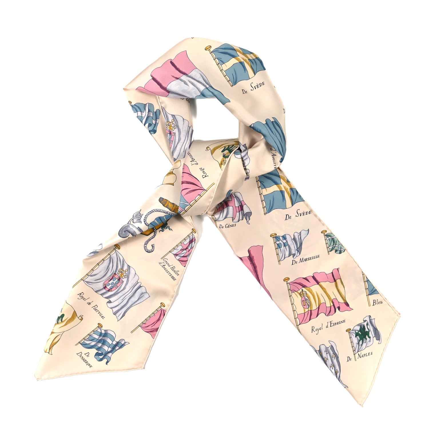 Hermes Silk Echarpe Pavois Muffler Creme Vieux Rose 1 of 3