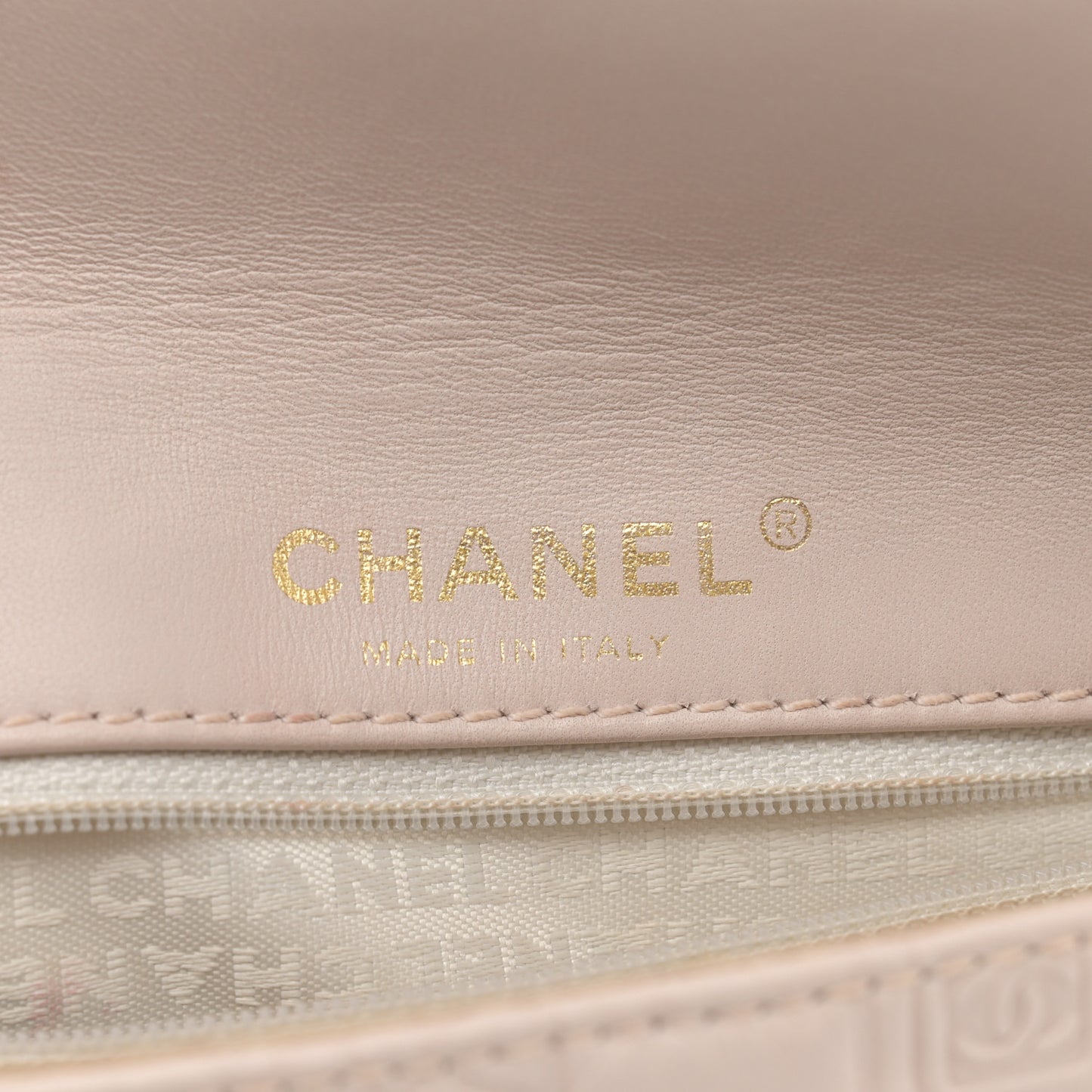 Lambskin Precious Symbols Double Flap Clutch On Chain Beige
