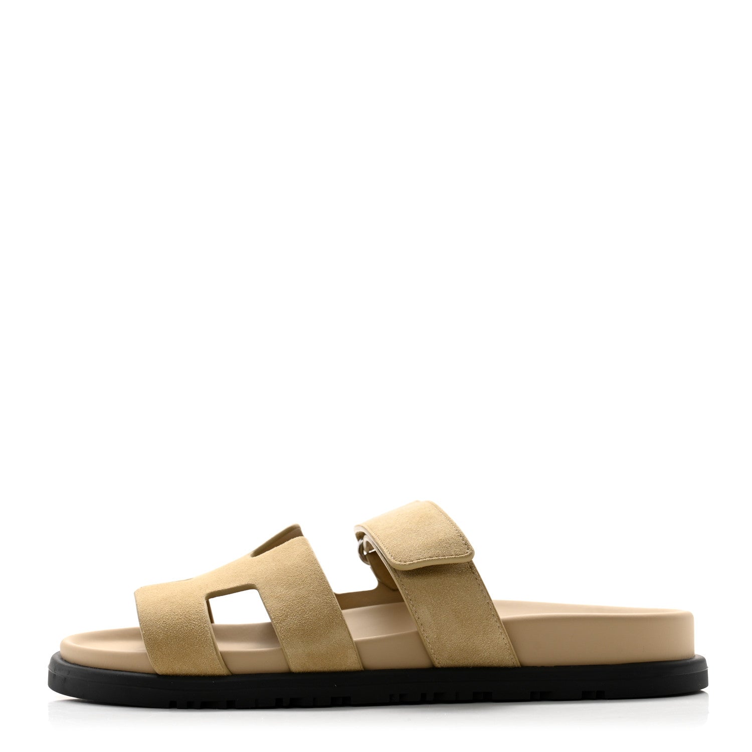 Hermes Suede Goatskin Womens Chypre Sandals 37 Beige Lin 1574447