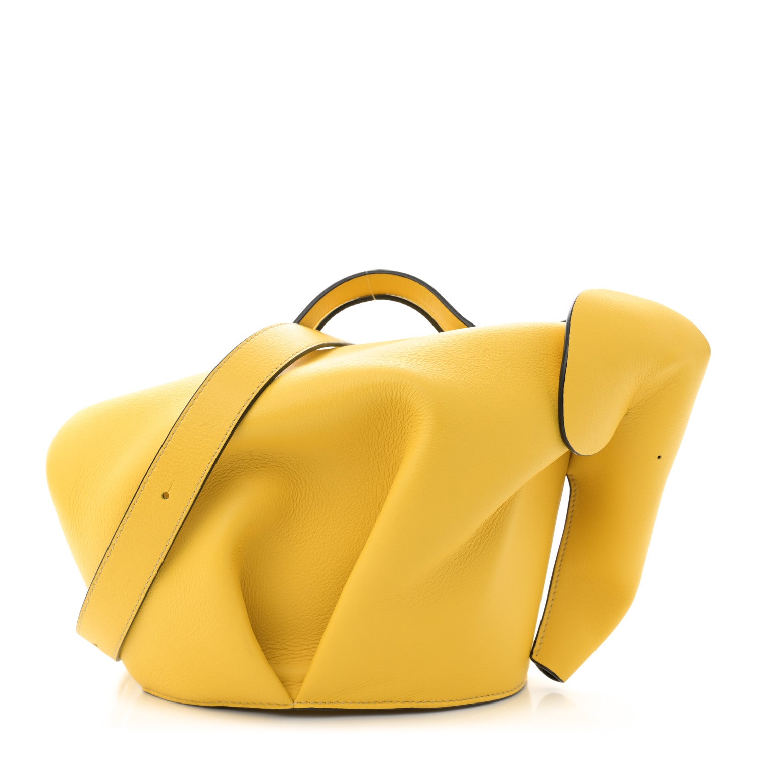 LOEWE 象デザイン ショルダーバッグ イエロー 実はエコ！？】ロエベ(LOEWE) レザーアニマルの象バッグ