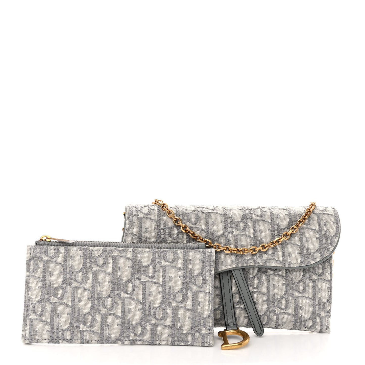 Oblique Saddle Chain Long Wallet Grey