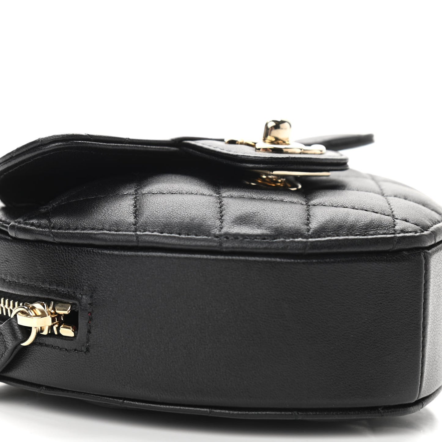 Lambskin Quilted CC In Love Heart Clutch With Chain Black