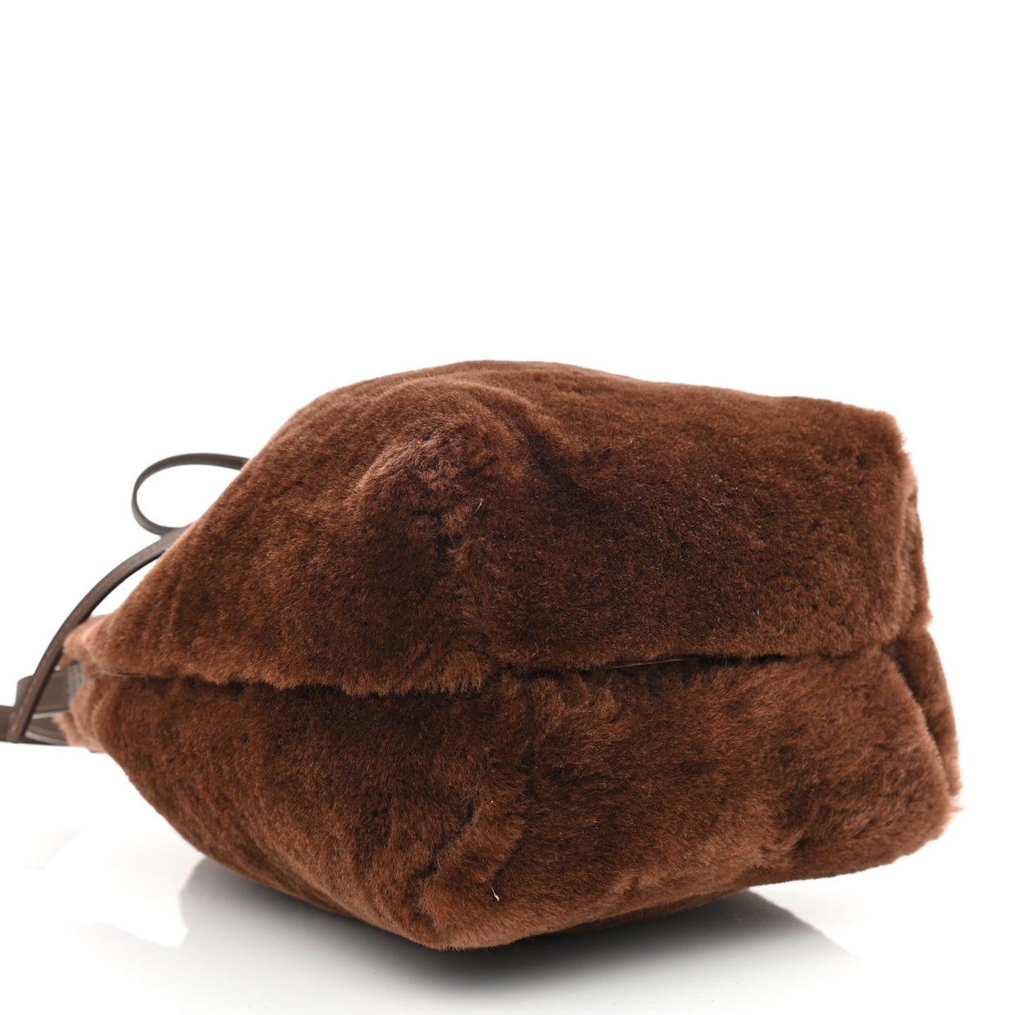 Shearling Mini Bucket Bag Camel
