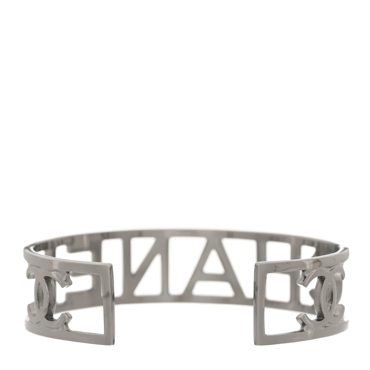Chanel Ruthenium Logo Cuff Bracelet 3 of 5