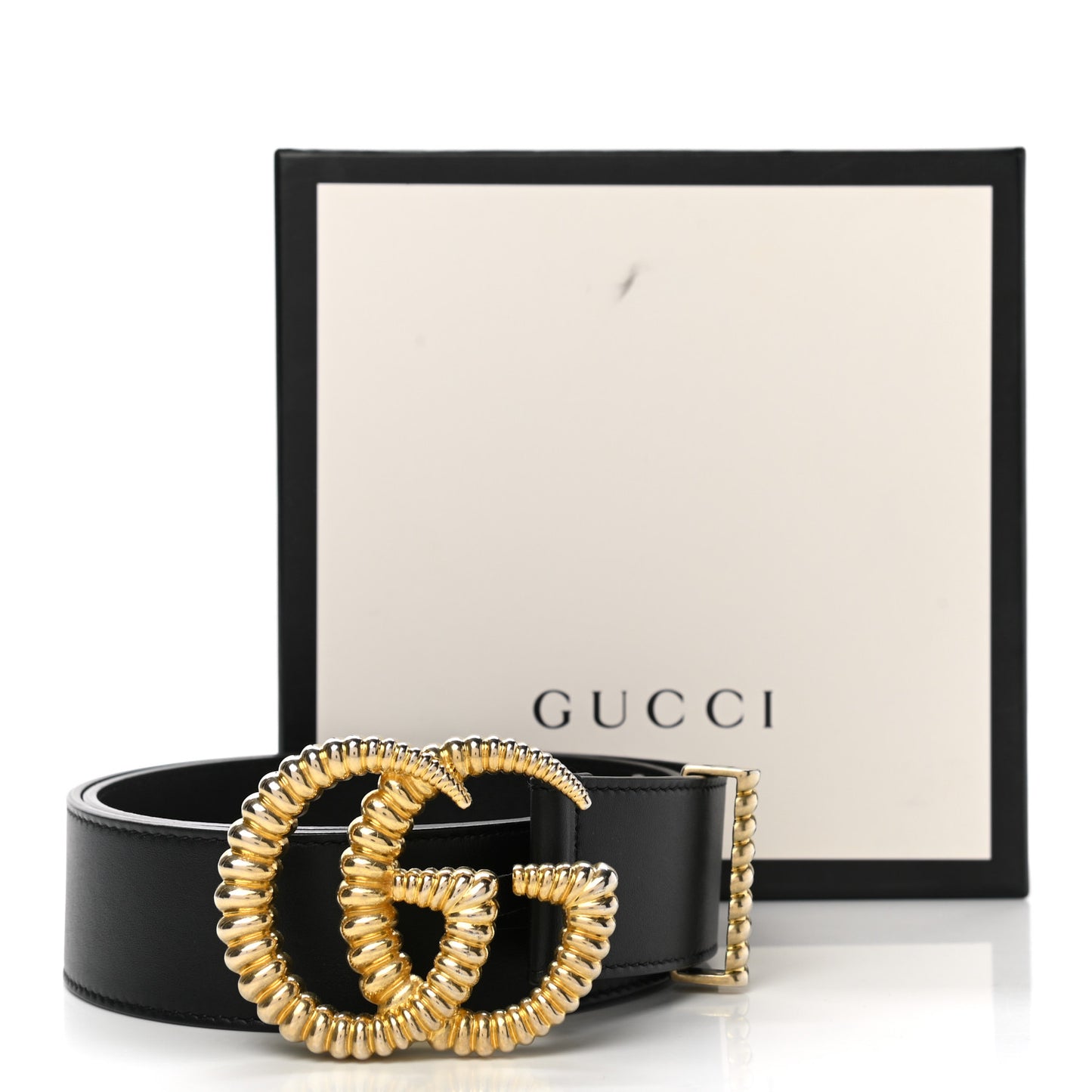 Moon Calfskin Torchon Double G 40mm Belt 85 34 Black