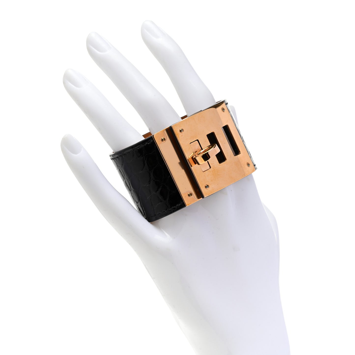 Shiny Alligator Kelly Dog Bracelet T1 Black