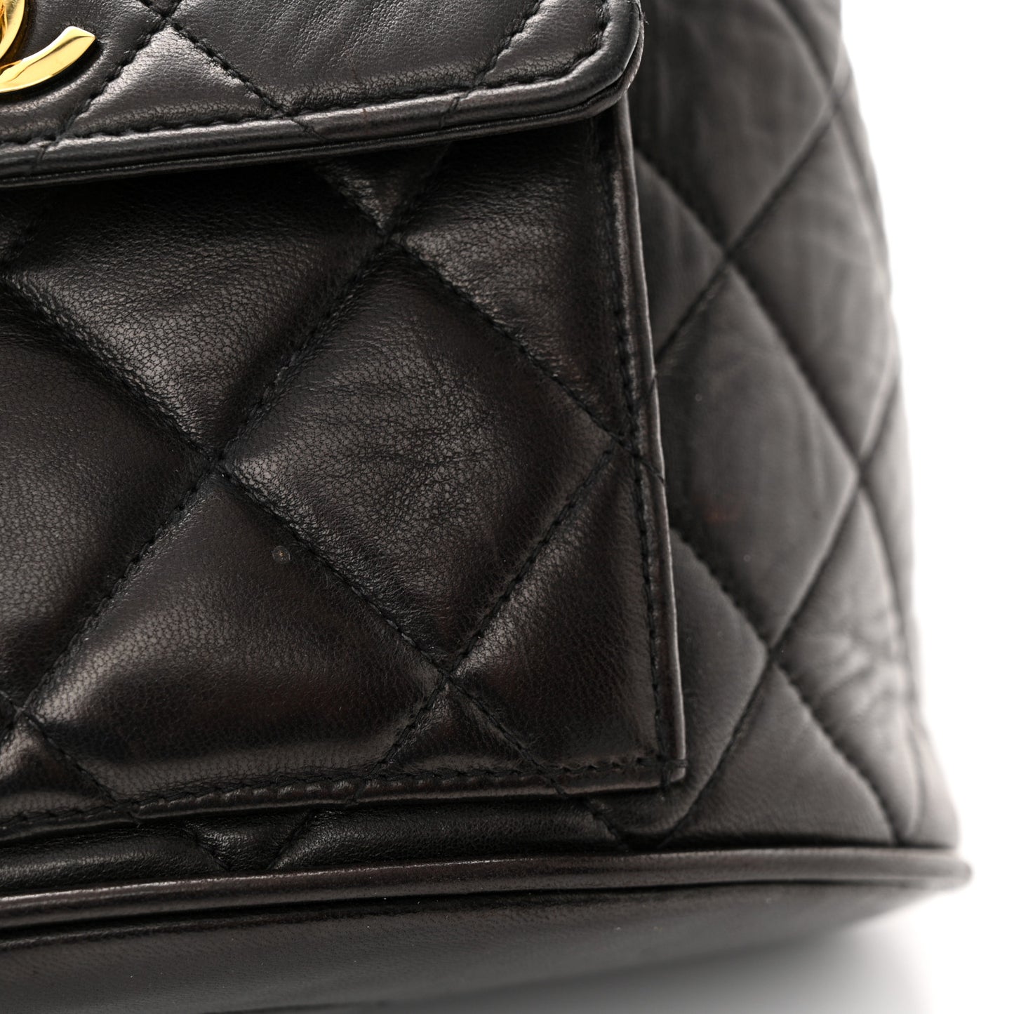 Lambskin Quilted Backpack Black