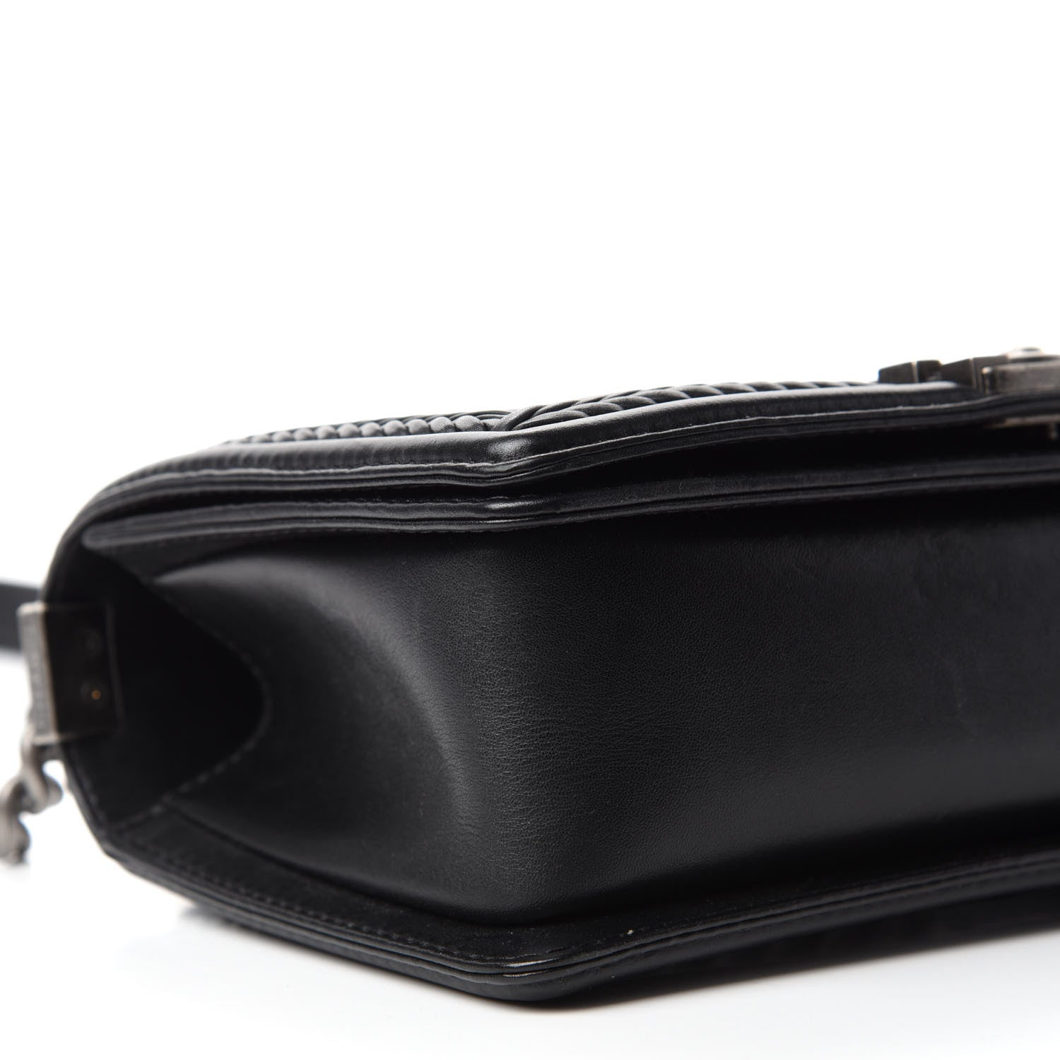 Chanel Calfskin Chevron Quilted Medium Braided Boy Flap Black 6 of 14