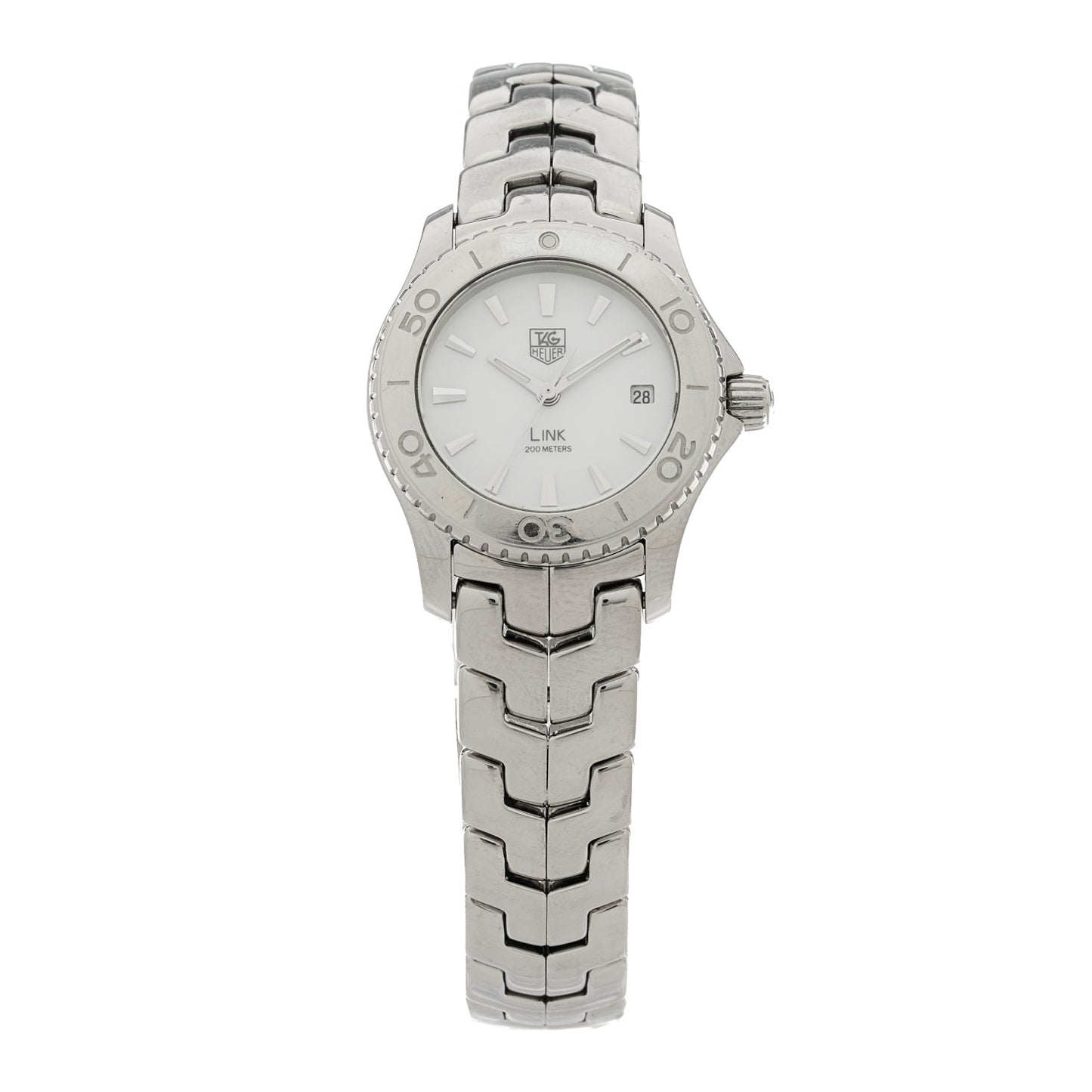 Stainless Steel Mother of Pearl 27mm Link Quartz Watch WJ1313-0