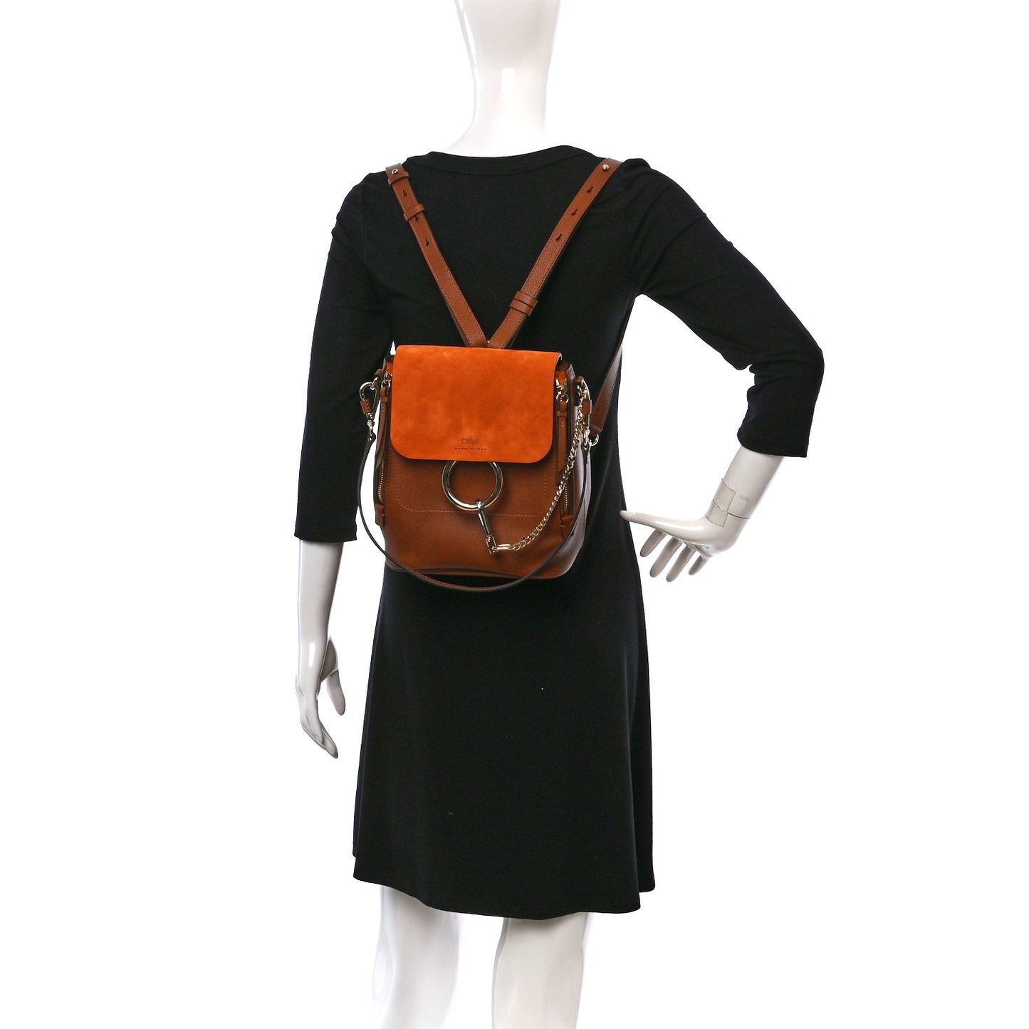 Suede Calfskin Small Faye Backpack Tan