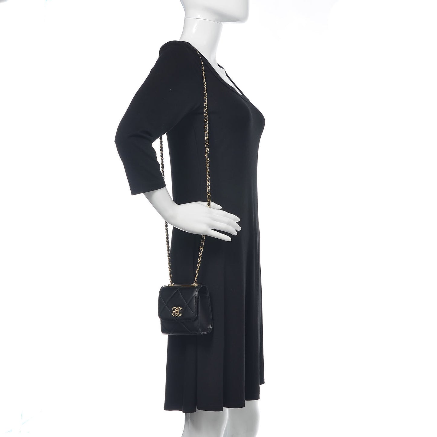 Lambskin Quilted Mini Trendy CC Clutch With Chain Black