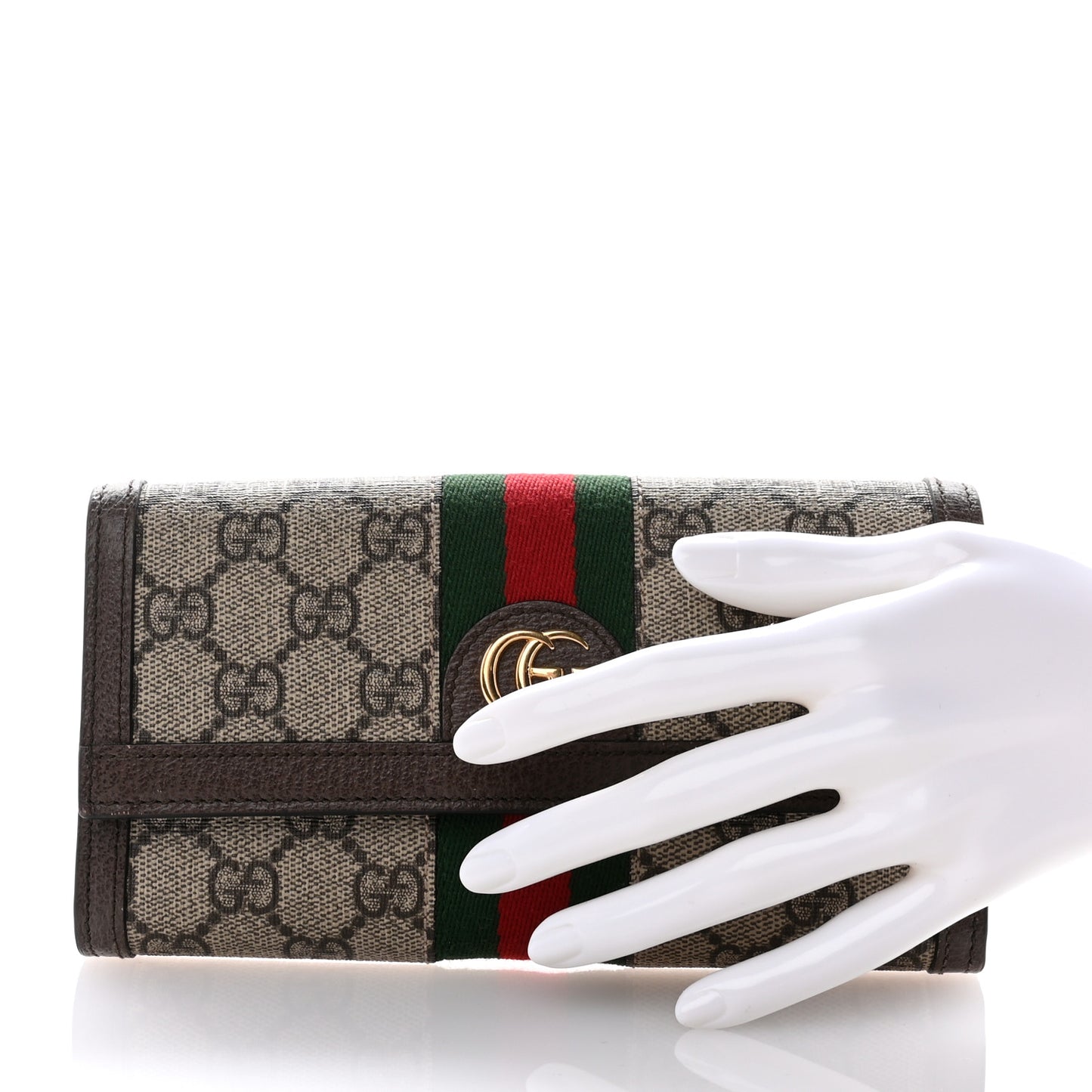 GG Supreme Monogram Web Ophidia Continental Wallet Brown