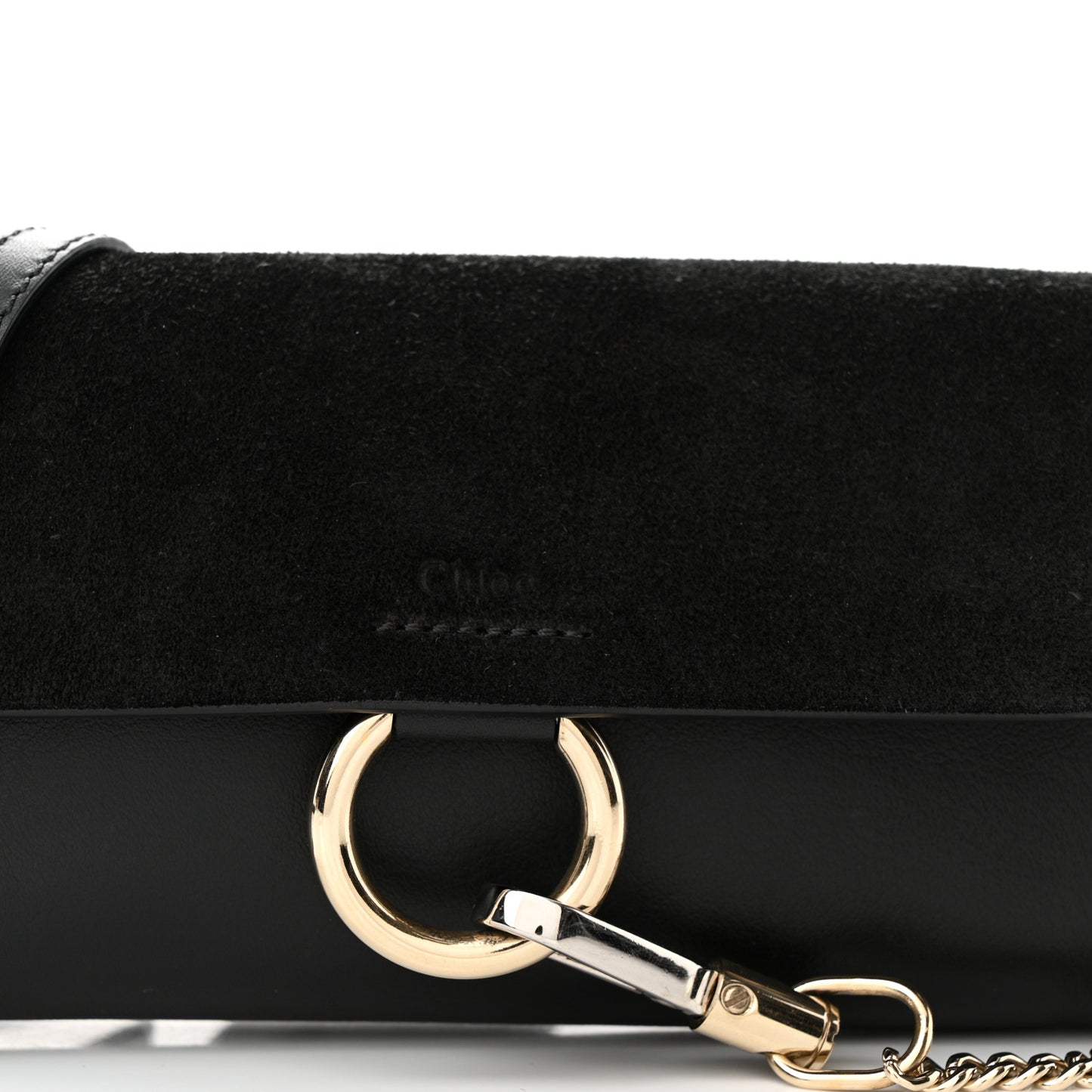 Suede Calfskin Mini Faye Shoulder Bag Black