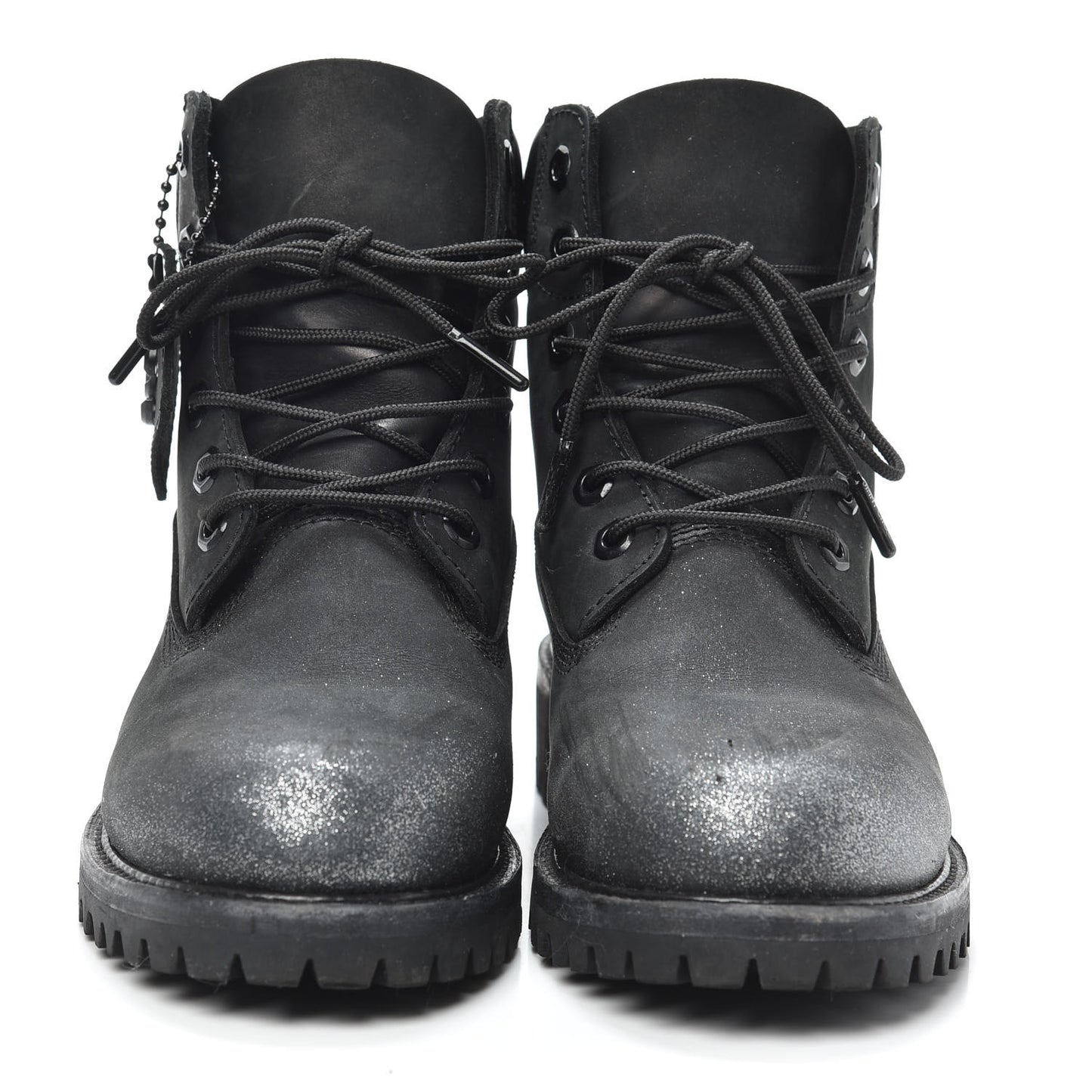 X TIMBERLAND Nubuck Glitter Womens Ankle Boots 7 Black Gunmetal