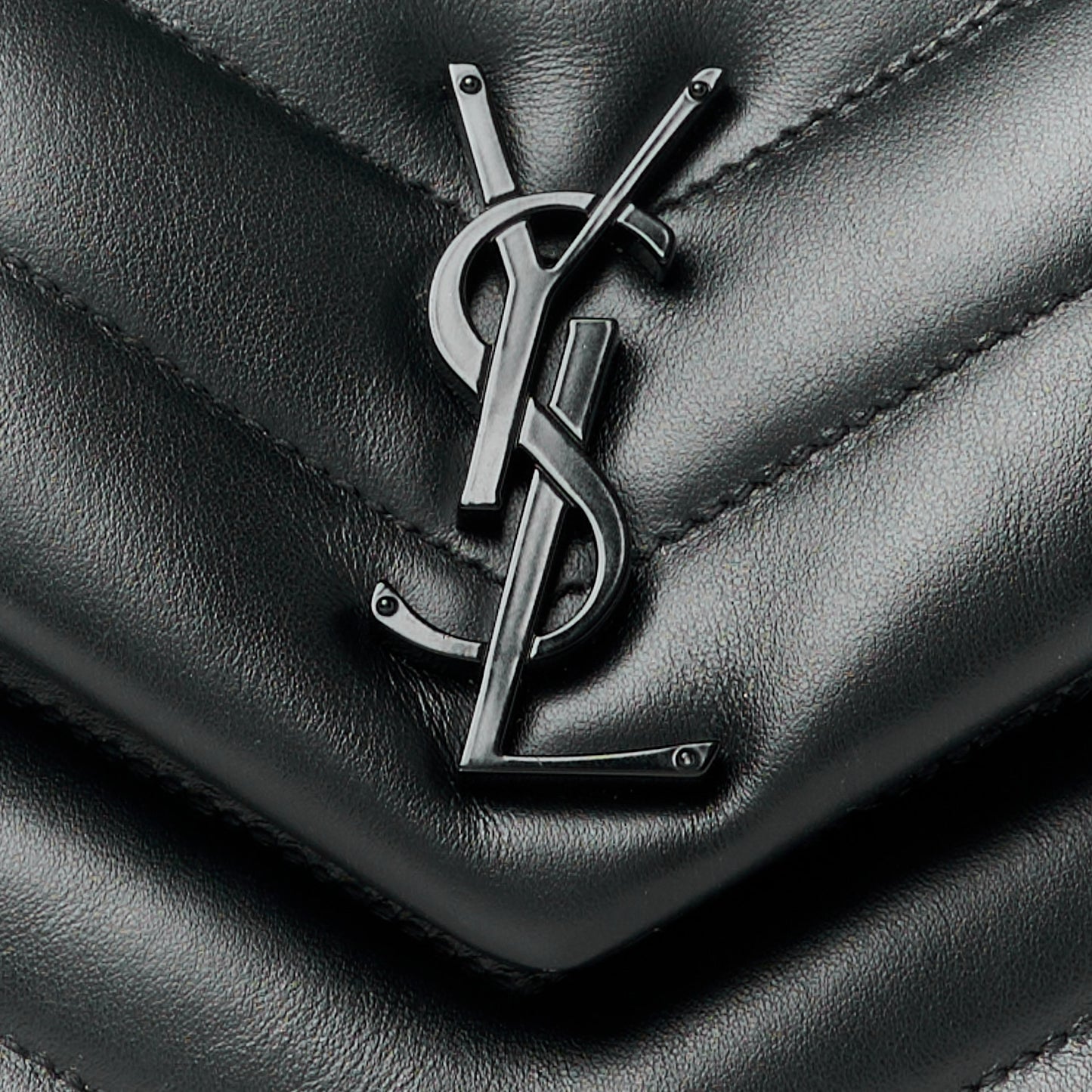 Calfskin Y Quilted Monogram Monochrome Small Loulou Chain Satchel Black