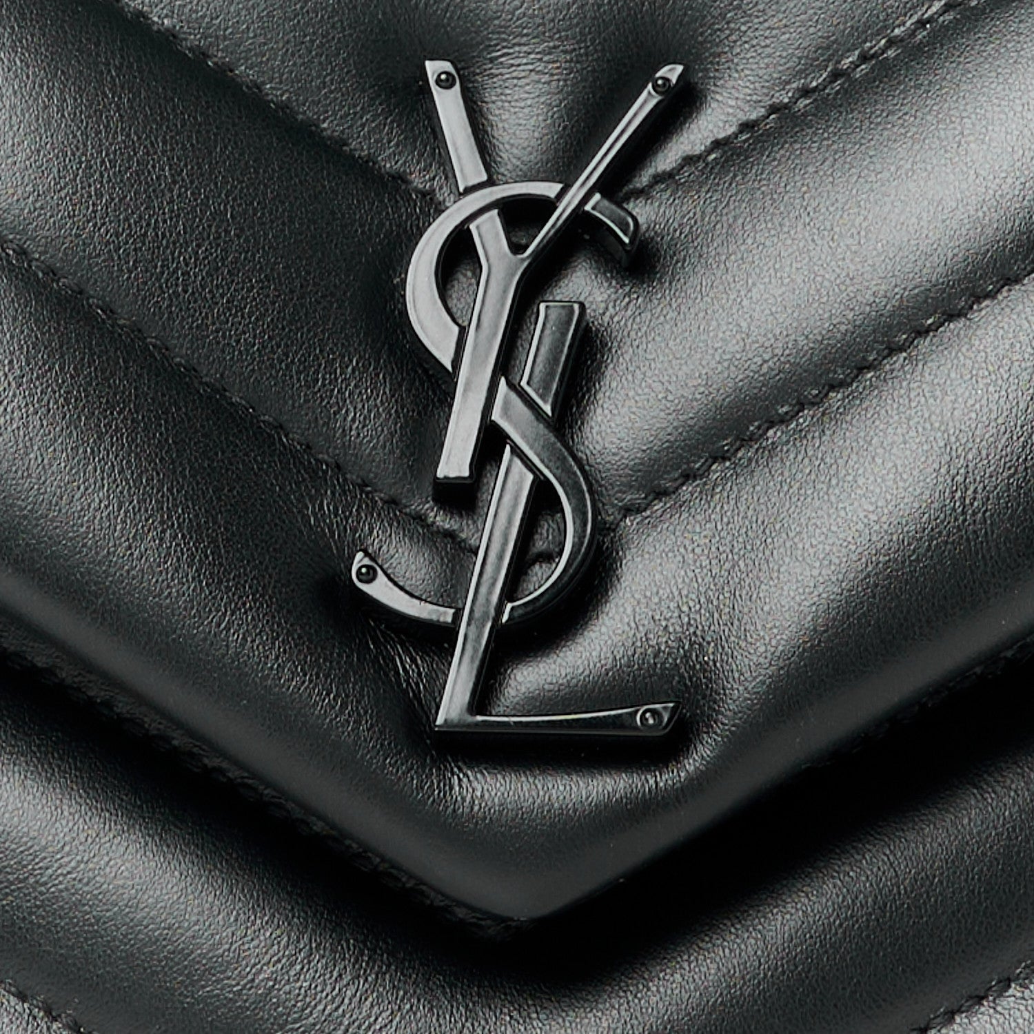 Saint Laurent Calfskin Y Quilted Monogram Monochrome Small Loulou Chain Satchel Black 9 of 12
