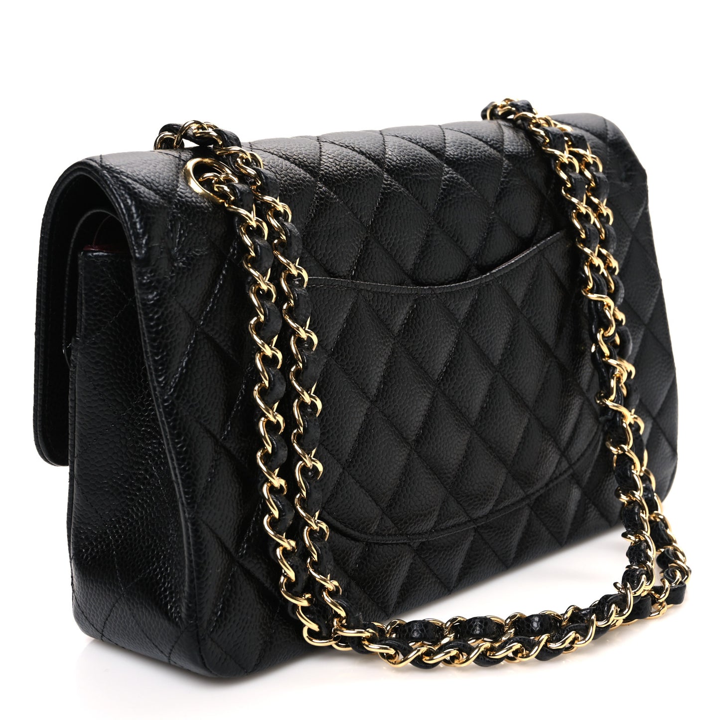 Caviar Quilted Medium Double Flap Black
