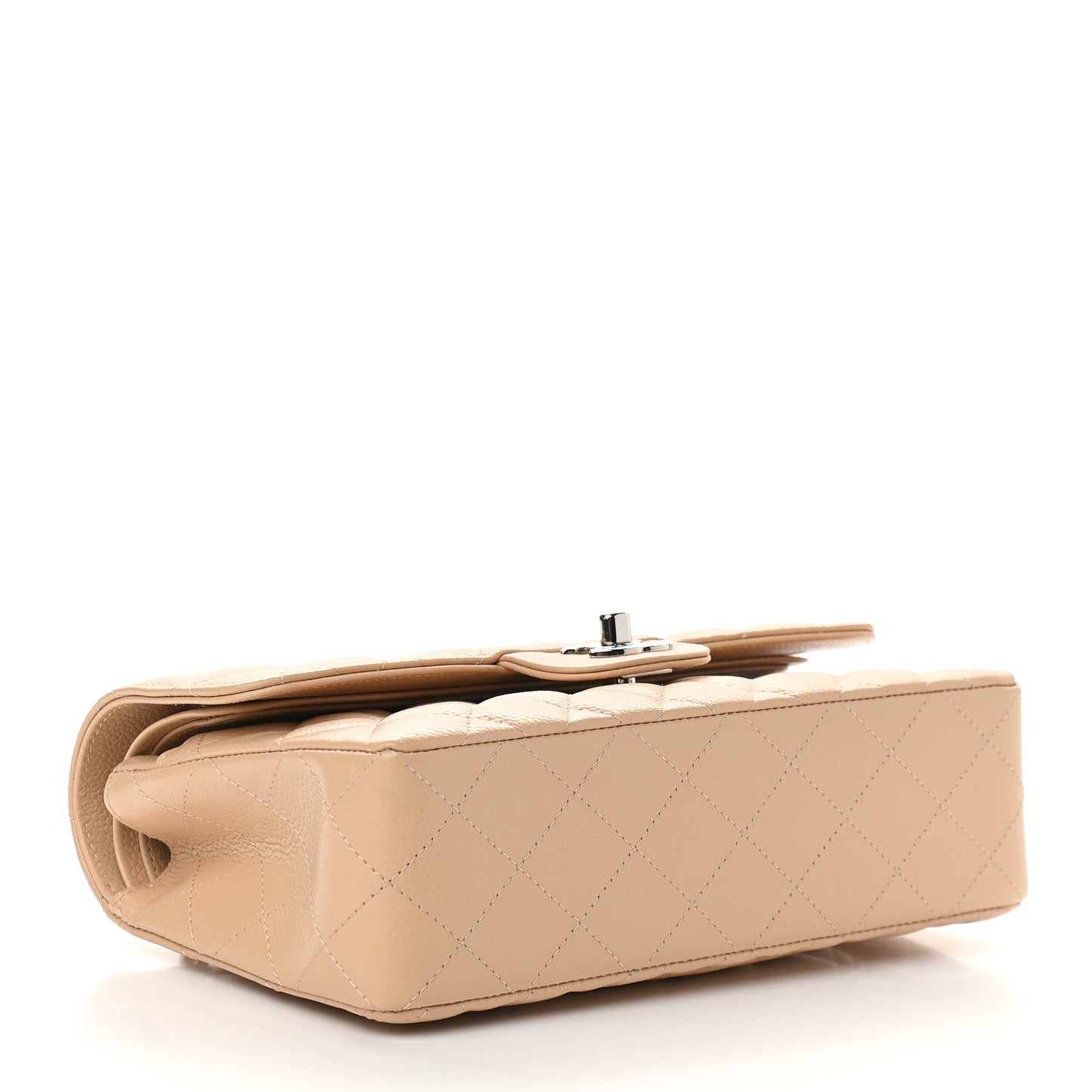 Caviar Quilted Small Double Flap Beige