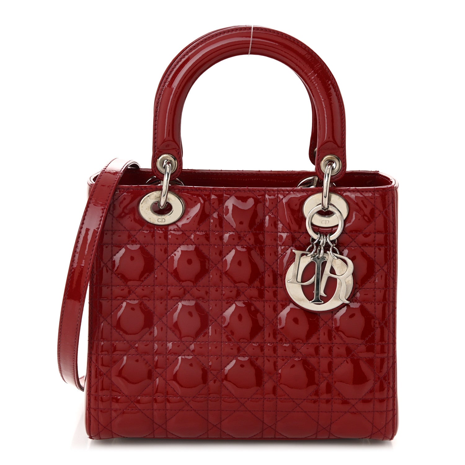 Christian Dior Patent Cannage Medium Lady Dior Red 1 of 11