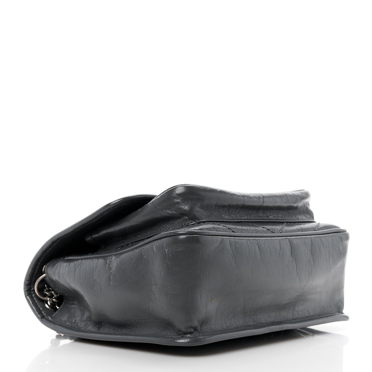 Crinkled Calfskin Matelasse Monogram Baby Niki Chain Satchel Storm