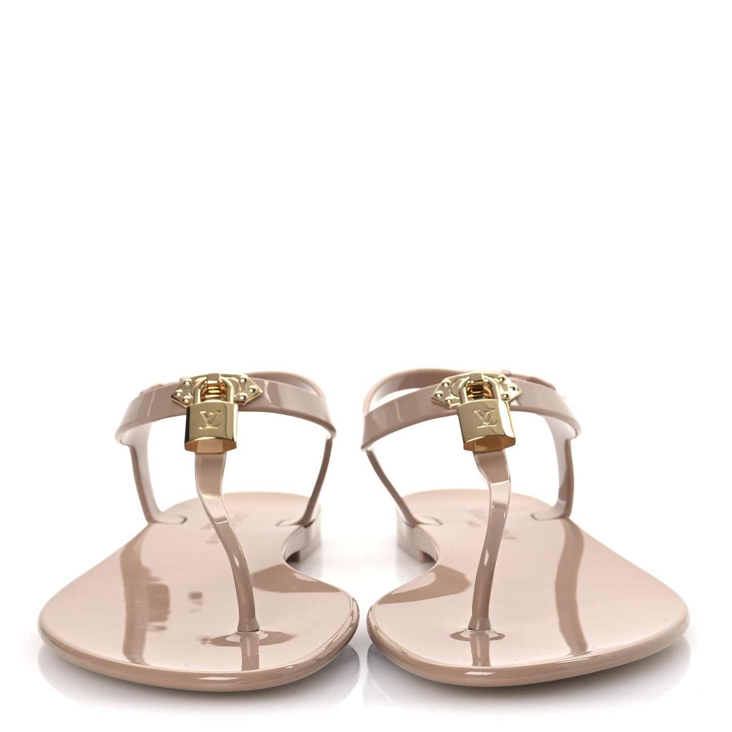 Rubber Bikini Thong Flat Sandals 41 Beige