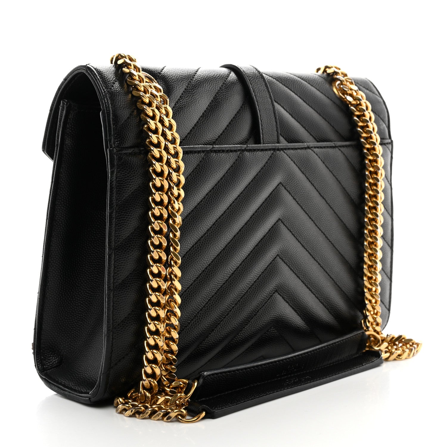 Saint Laurent Grain De Poudre Matelasse Chevron Medium Monogram Satchel Black 3 of 13