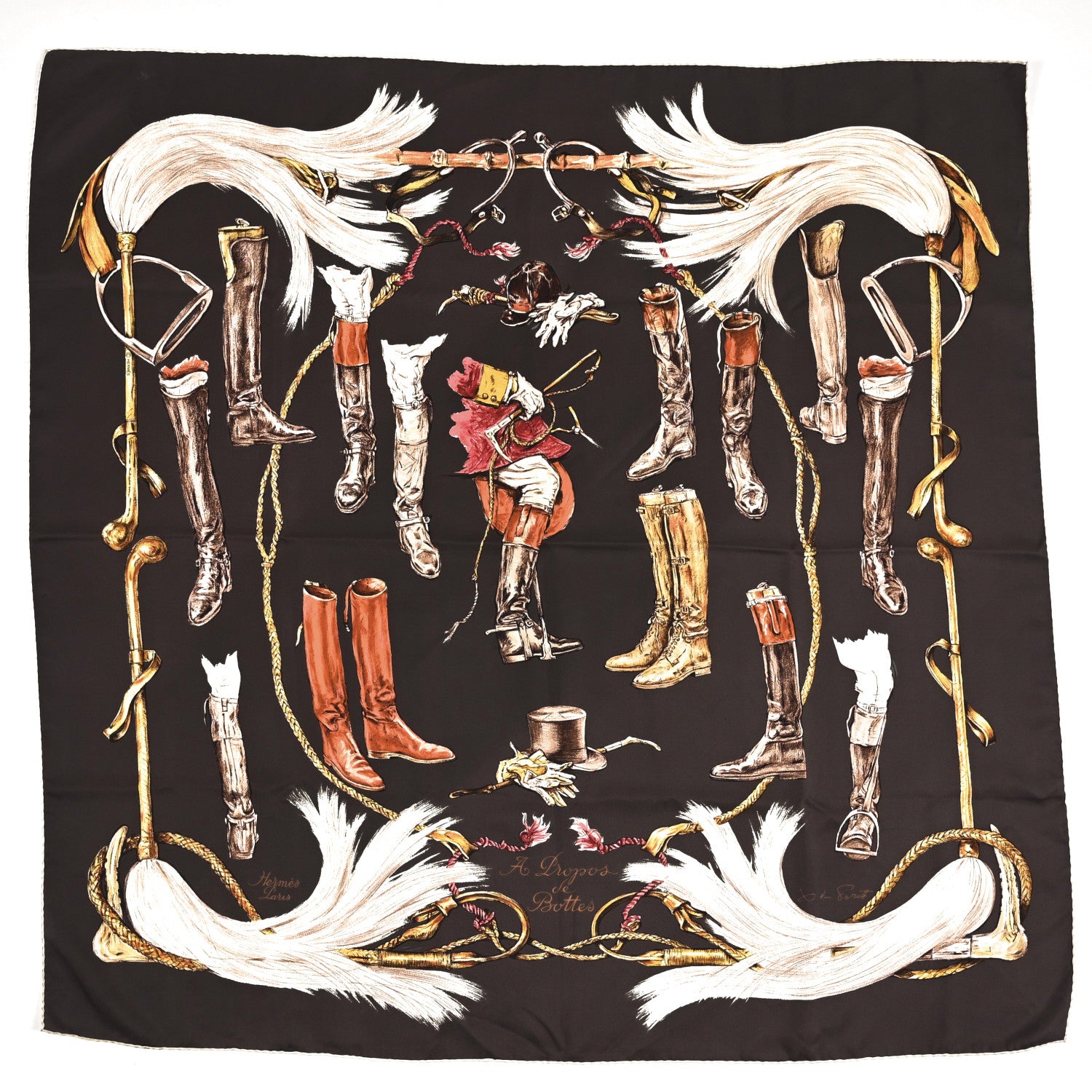 Hermes Silk A Propos de Bottes Scarf 90 1920848 – FASHIONPHILE