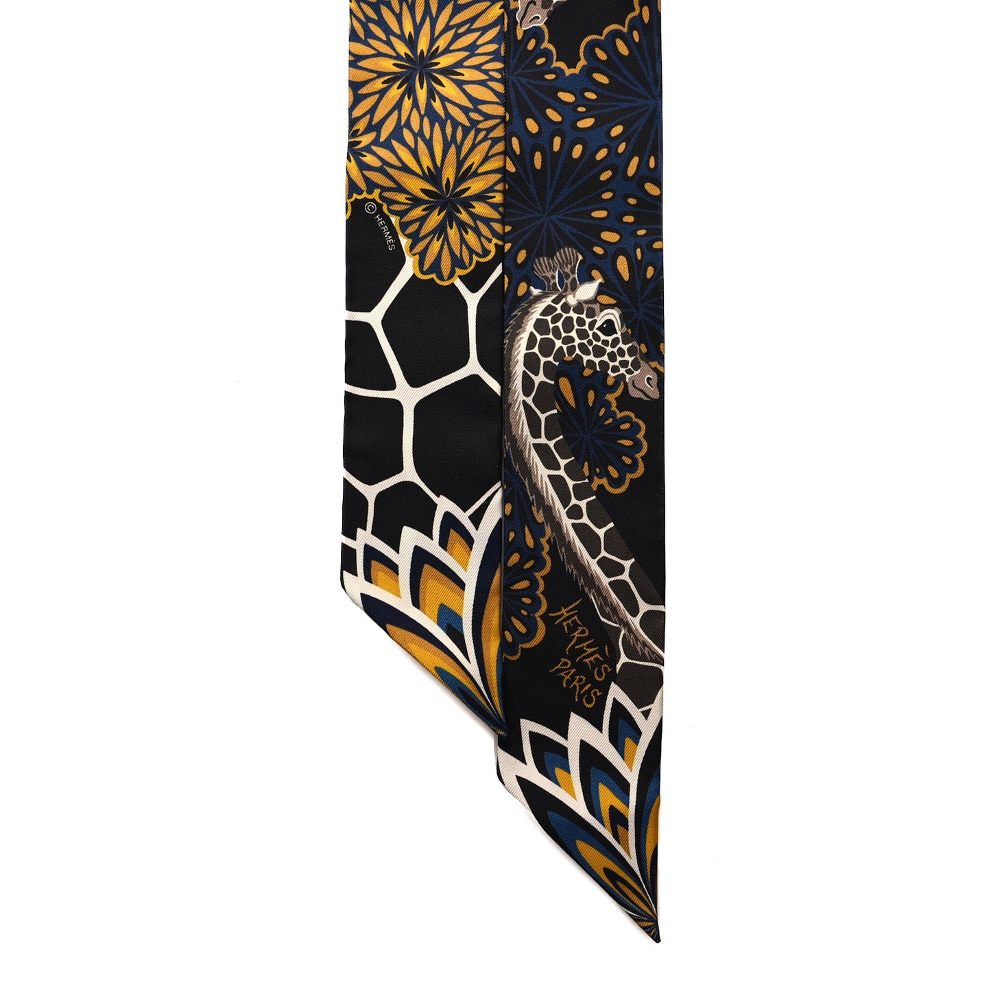 Silk Three Graces Twilly Black Gold Taupe
