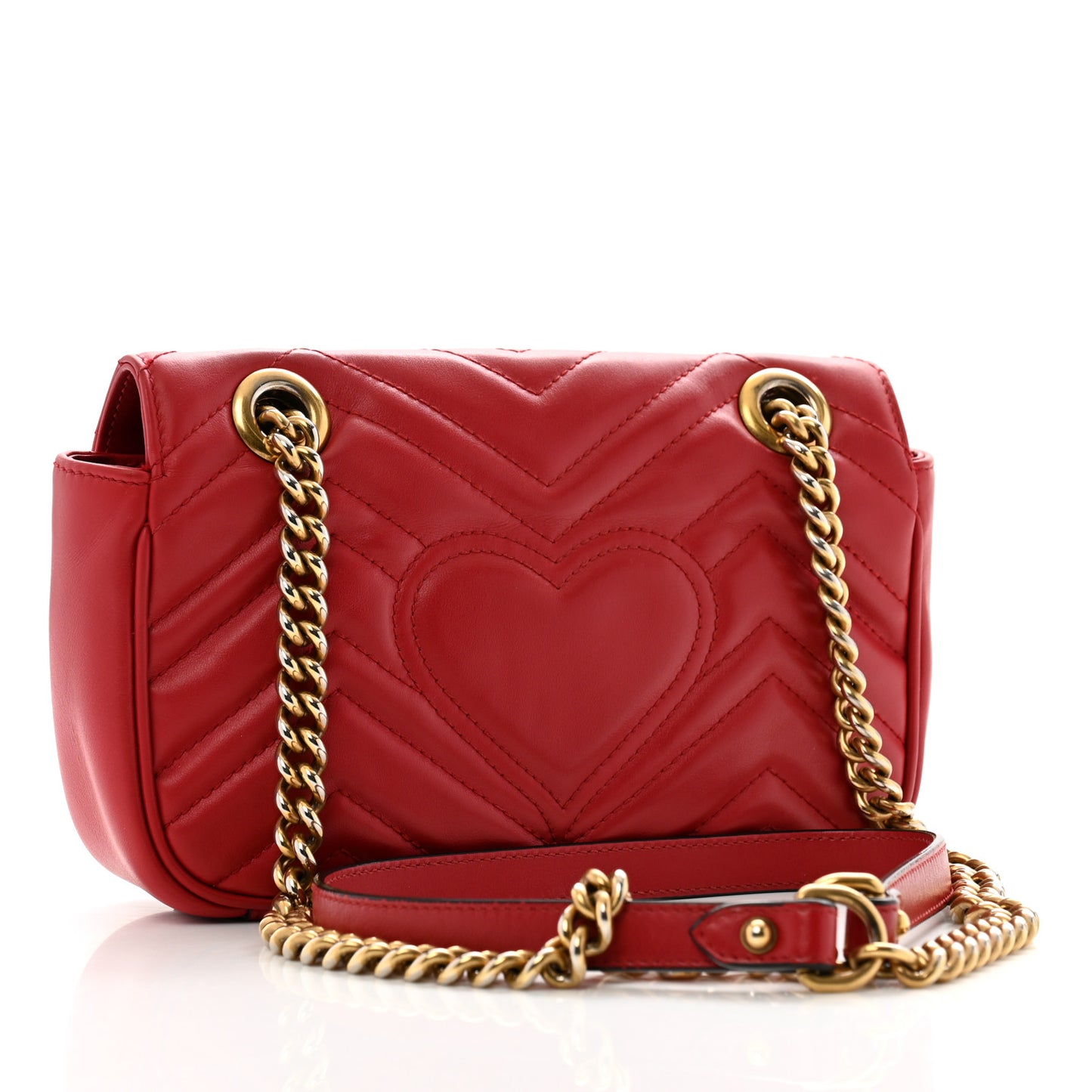 Calfskin Matelasse Small GG Marmont Shoulder Bag Hibiscus Red