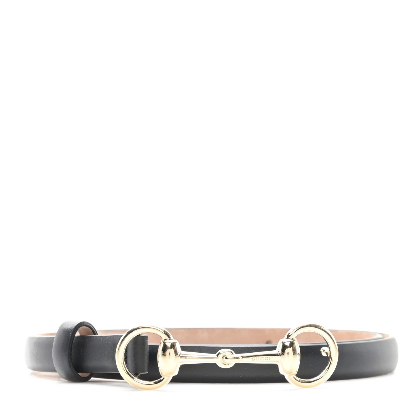 Calfskin Horsebit Skinny Belt 85 34 Black