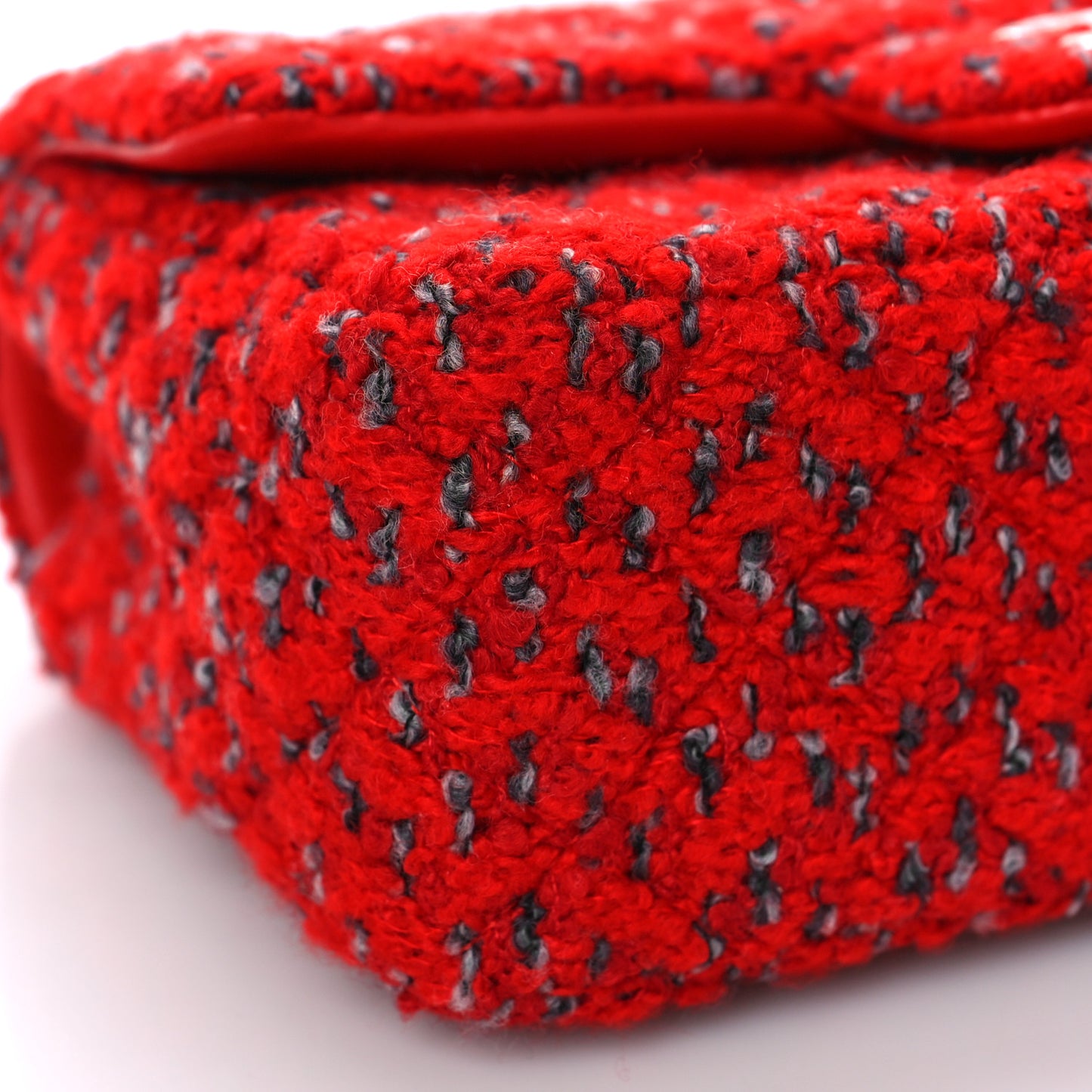 Tweed Quilted Mini Rectangular Flap Red Grey