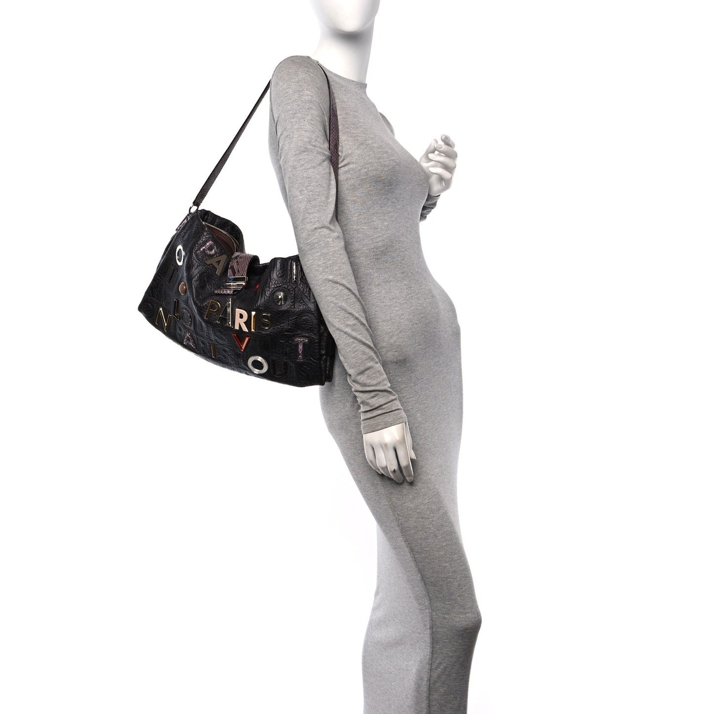 Snakeskin Lambskin Monogram Collage Lutece Grey