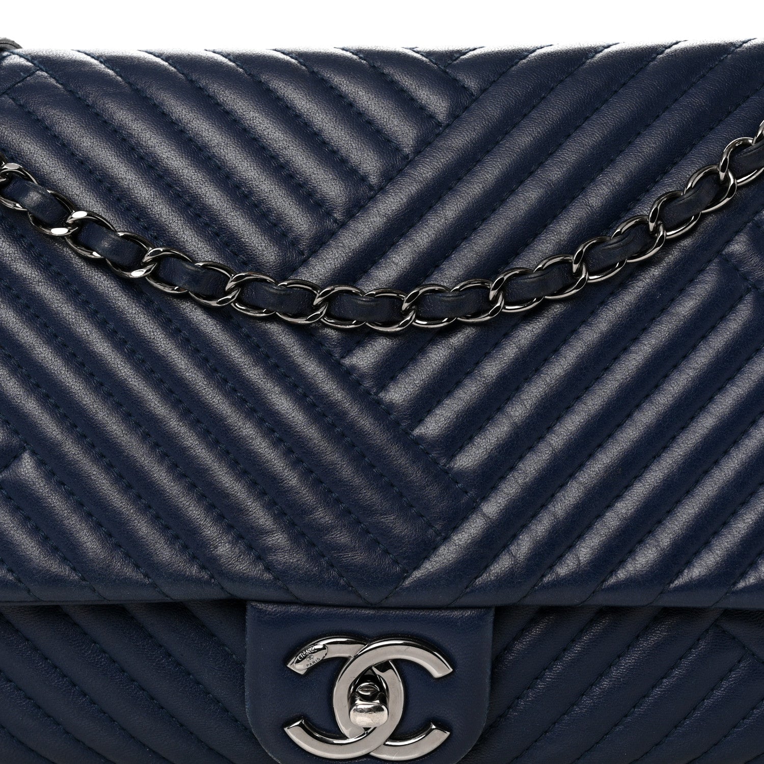 Chanel Lambskin Quilted Large CC Crossing Flap Navy 8 of 11
