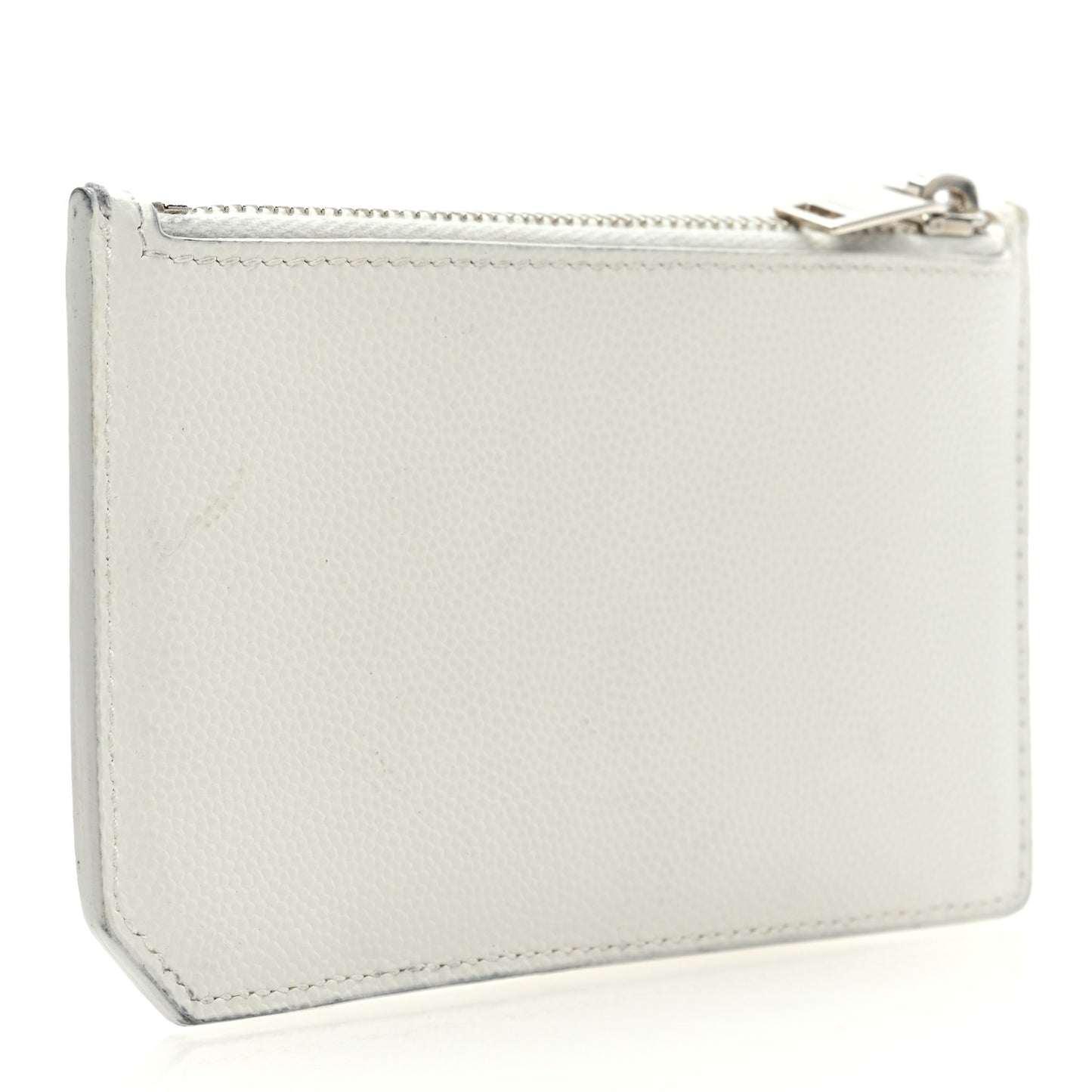 Grained Calfskin 5 Fragments Zip Pouch Card Holder White