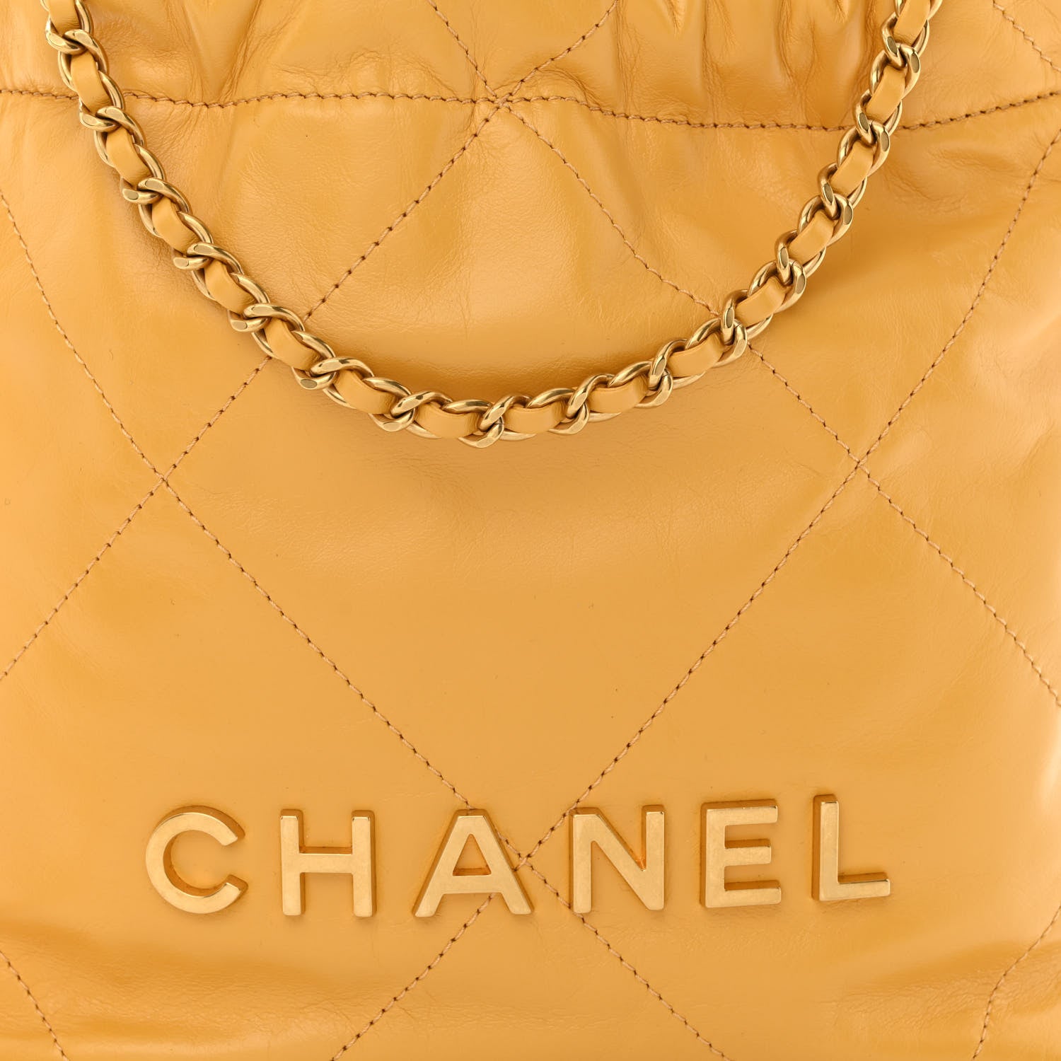 Chanel Shiny Calfskin Quilted Mini Chanel 22 Yellow 8 of 10