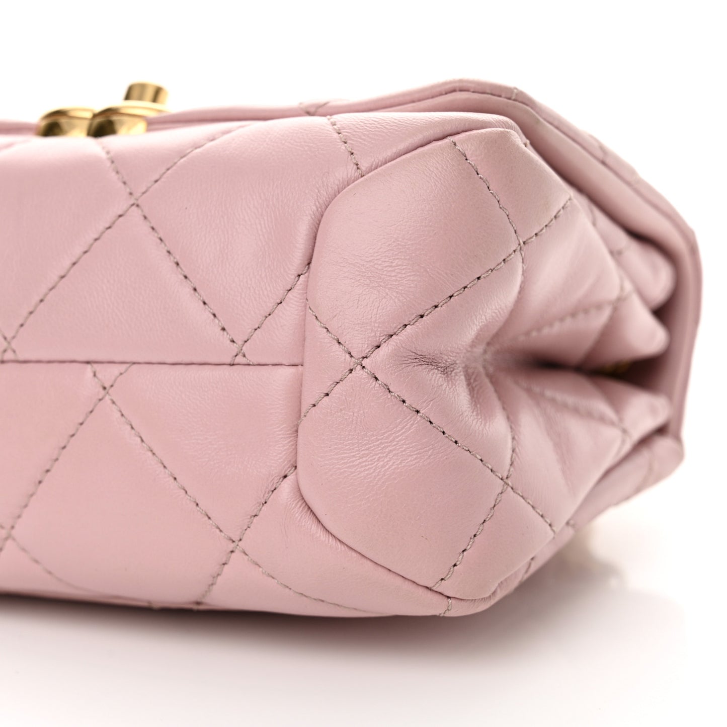 Lambskin Quilted Mini Color Match Flap Light Pink