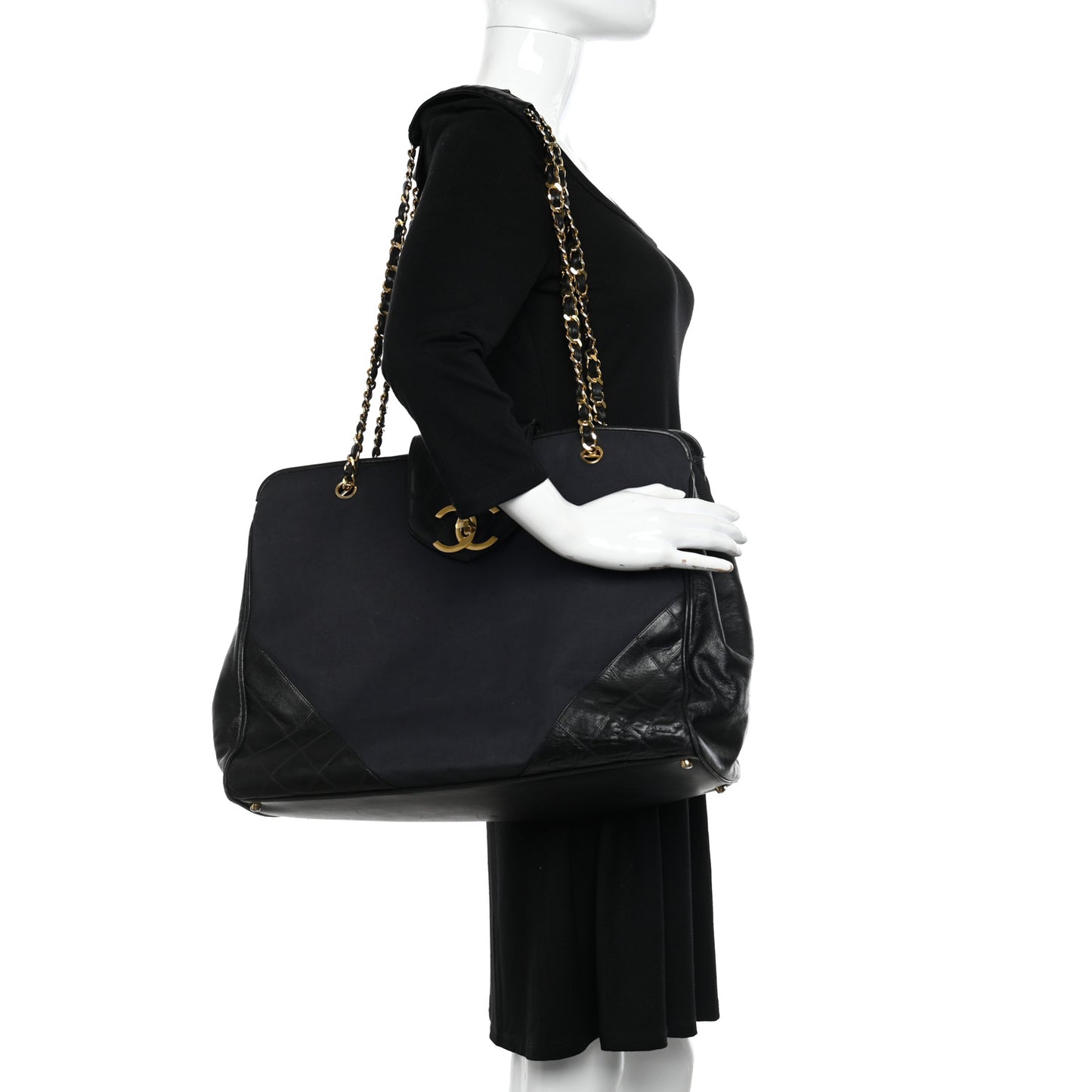 Canvas Calfskin XL Weekender Bag Black