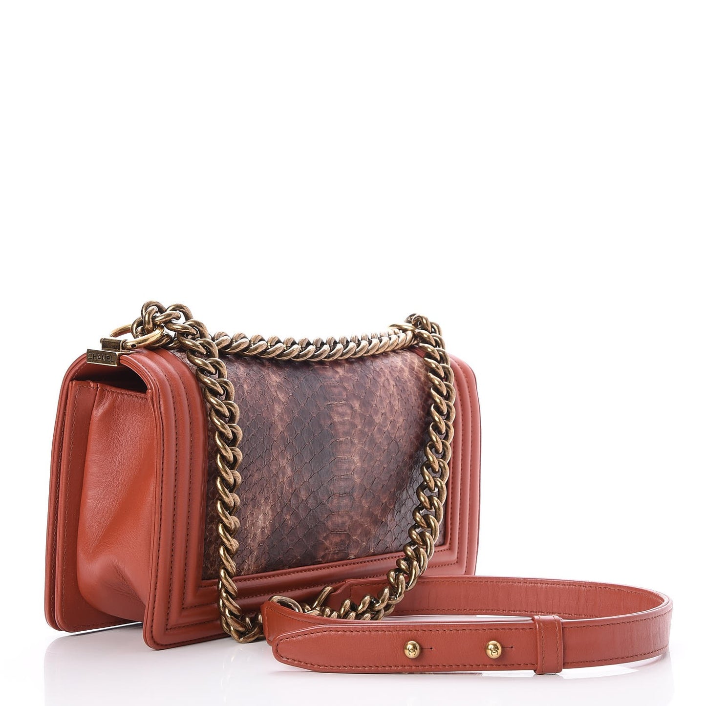 Python Medium Boy Flap Dark Orange