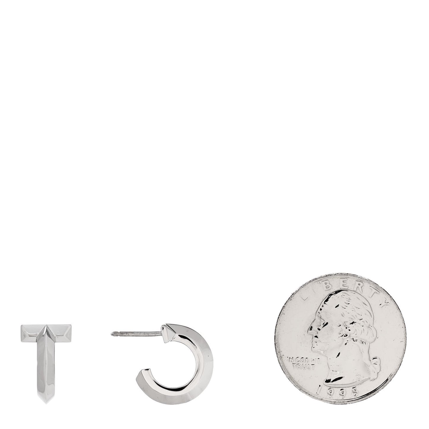 18K White Gold T1 Hoop Earrings