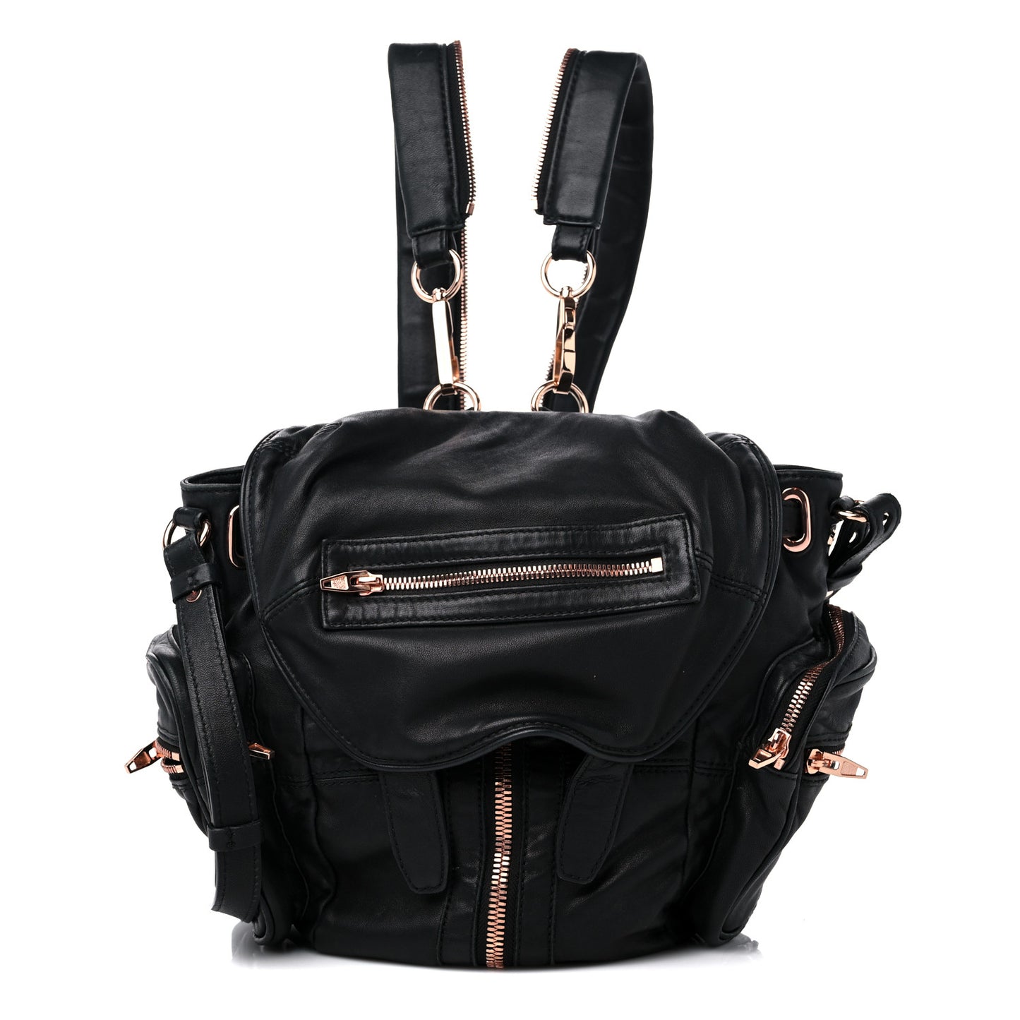 Lambskin Marti Backpack Washed Black Rose Gold Hardware
