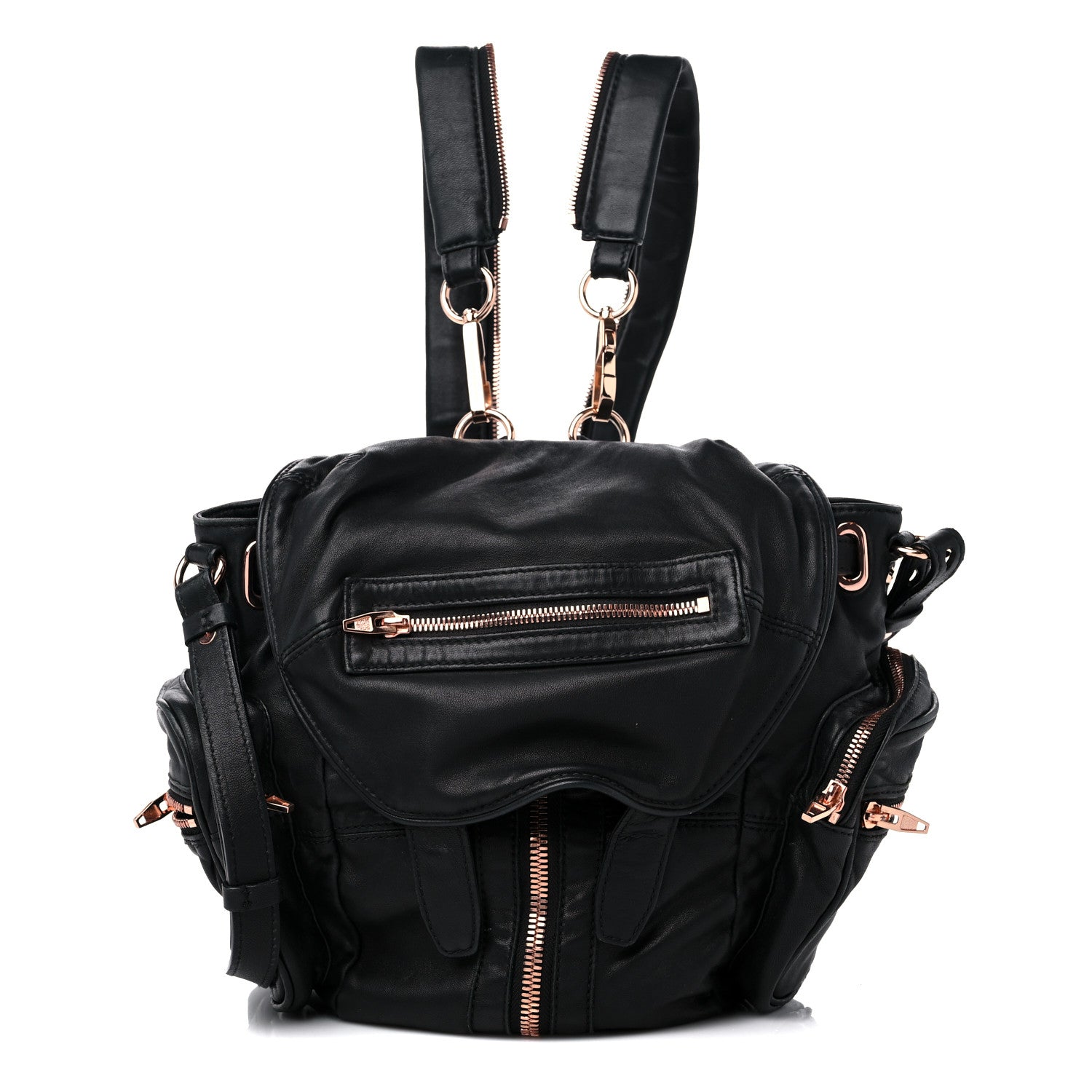 Alexander Wang Lambskin Marti Backpack Washed Black Rose Gold Hardware 1 of 14