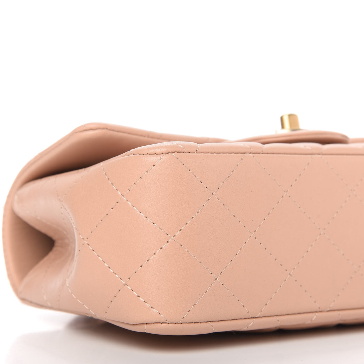 Lambskin Quilted Mini Top Handle Rectangular Flap Beige