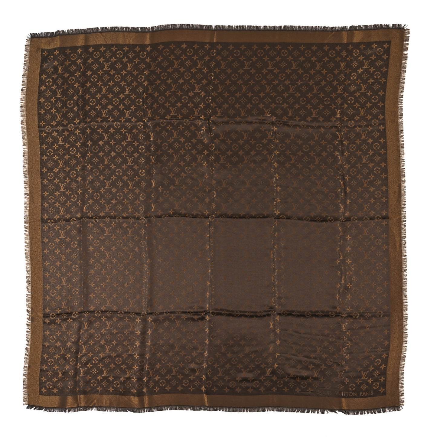 Silk Lurex Wool Monogram Shine Shawl Marron