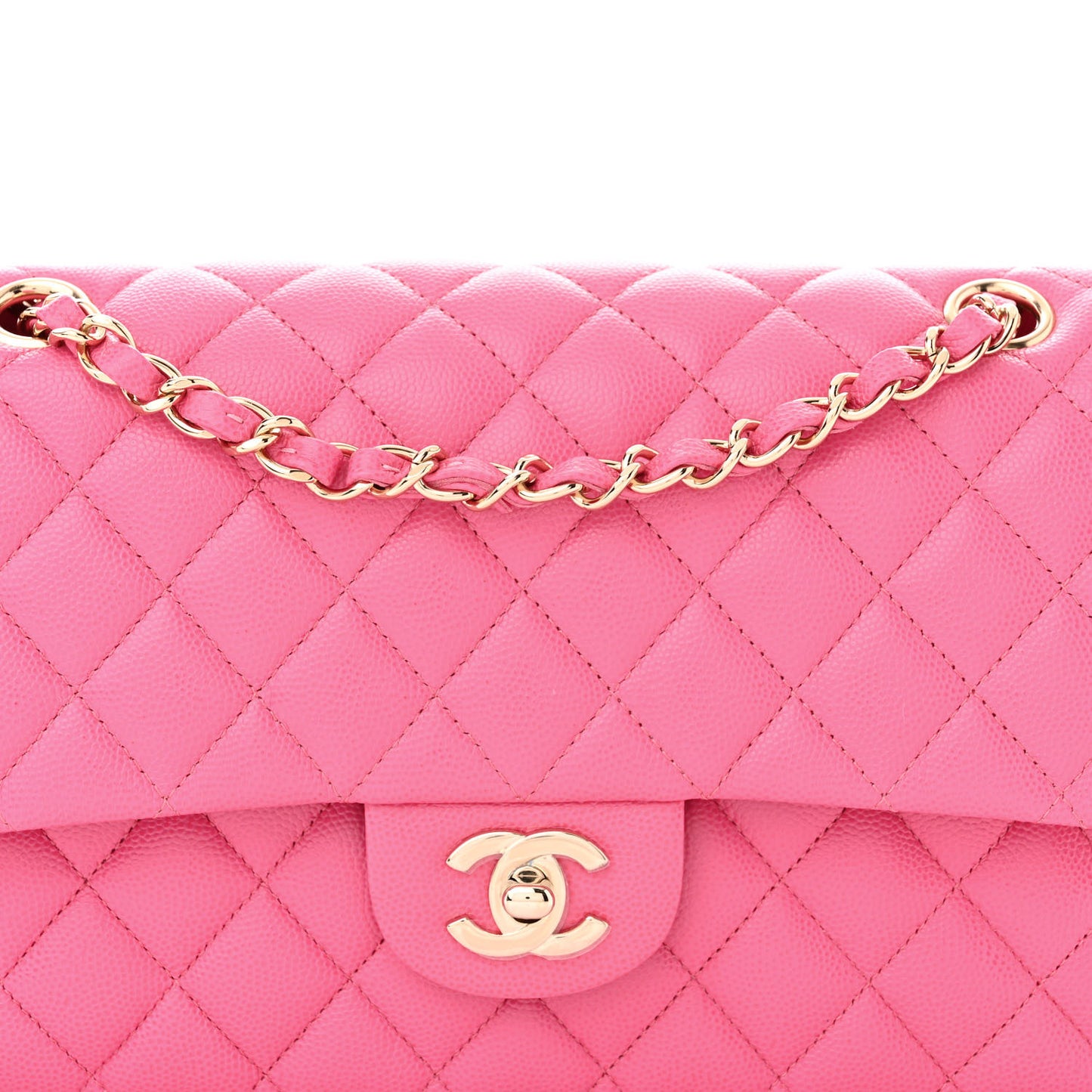 Caviar Quilted Medium Double Flap Pink