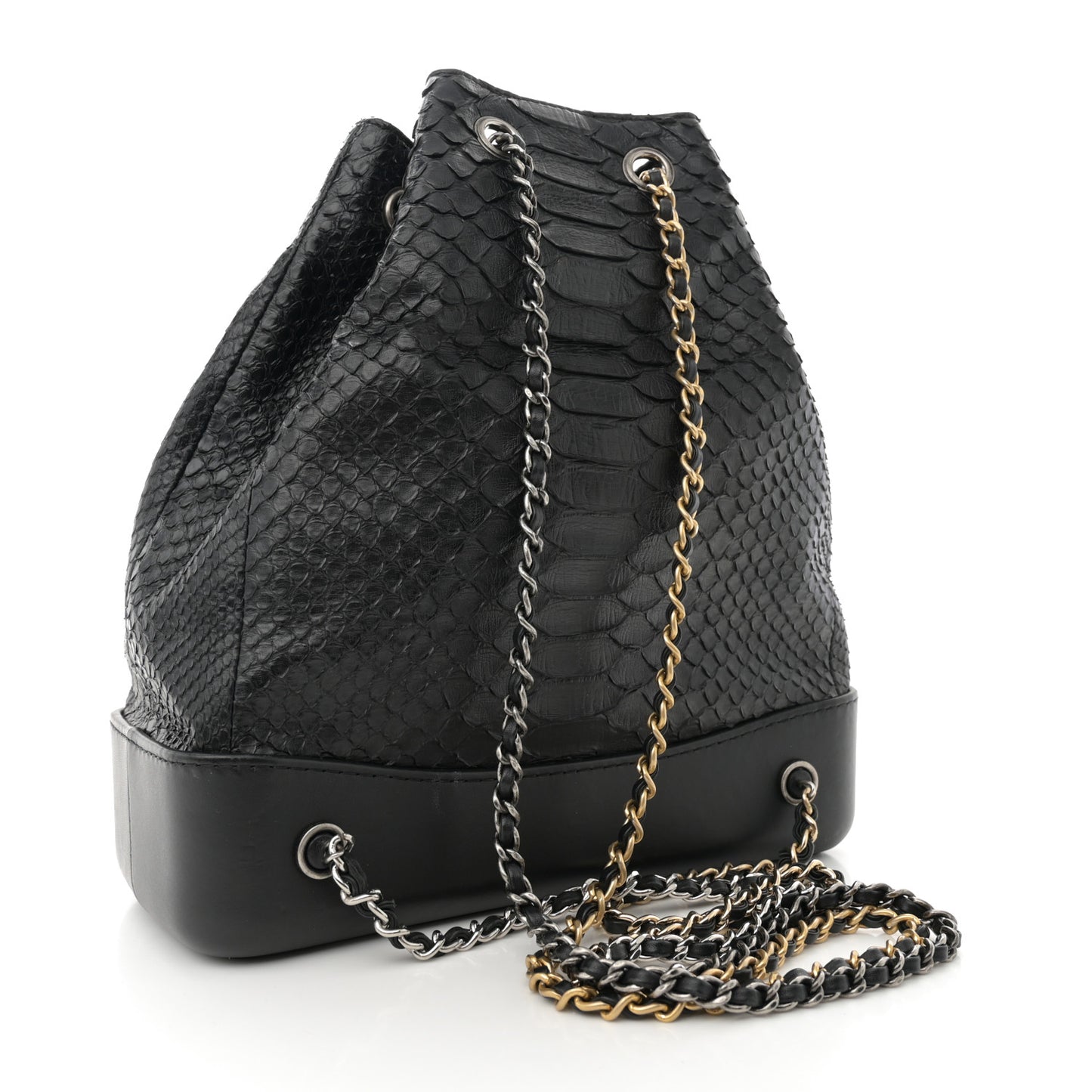 Snakeskin Small Gabrielle Backpack Black